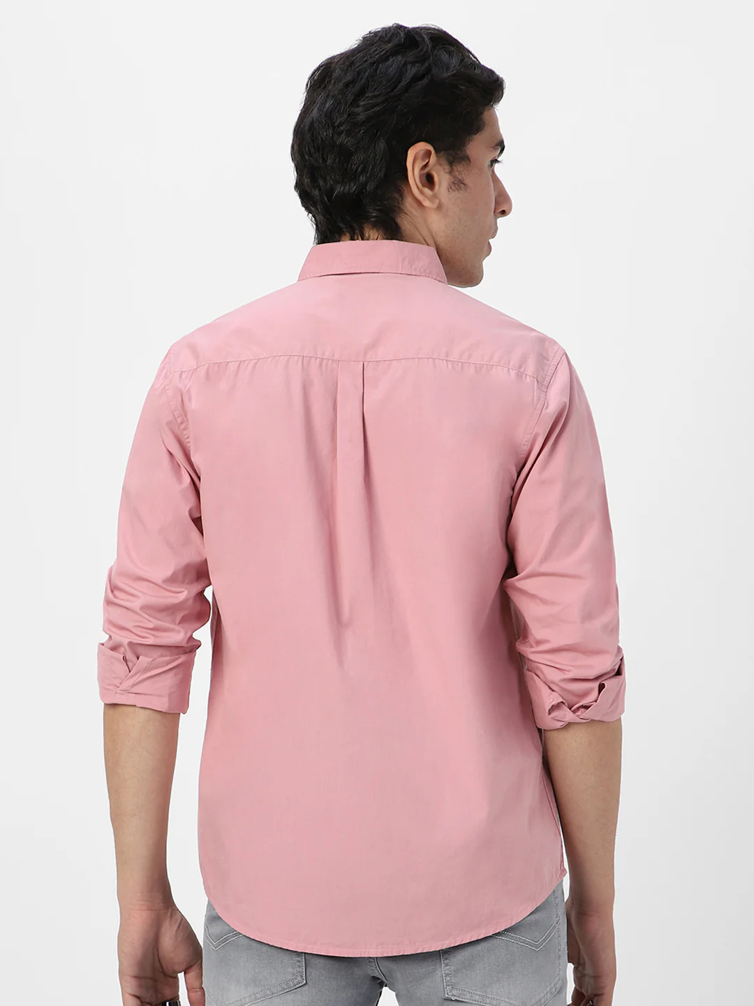Men's Pink Cotton Full Sleeve Regular Fit Casual Solid Shirt - Image 4