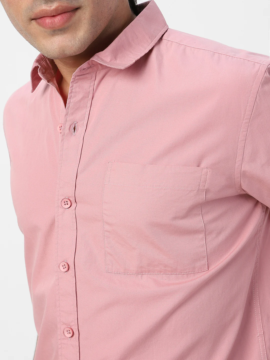 Men's Pink Cotton Full Sleeve Regular Fit Casual Solid Shirt - Image 6