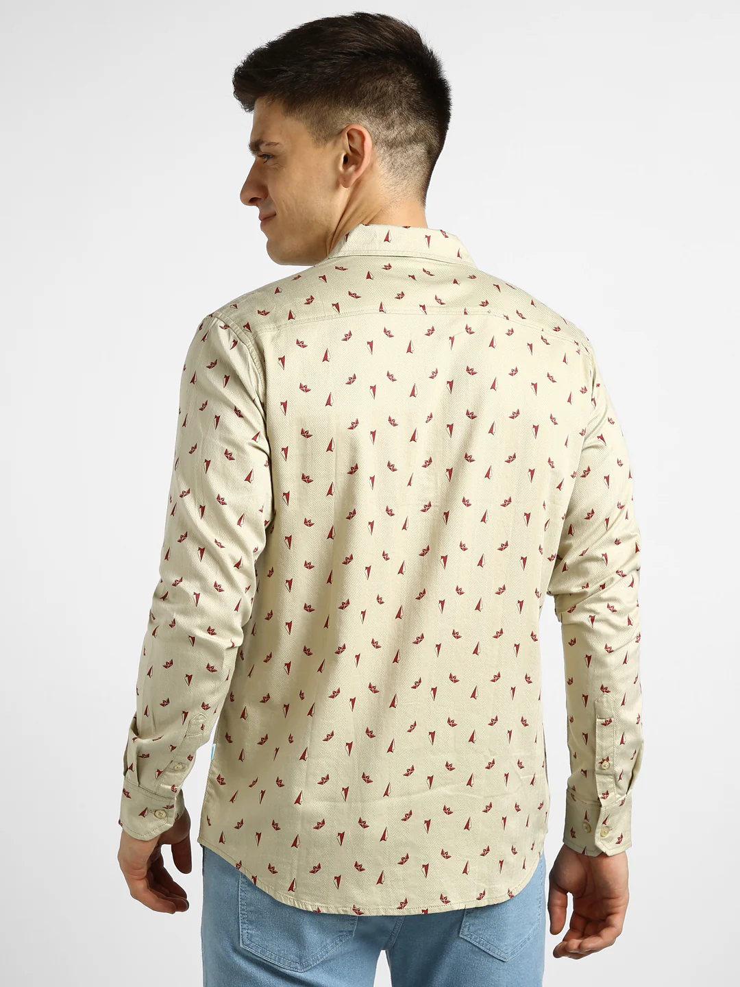 Men's Pink Cotton Full Sleeve Slim Fit Casual Printed Shirt - Image 3