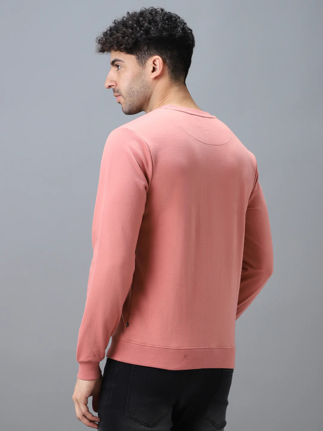 Men's Pink Cotton Graphic Print Round Neck Sweatshirt - Image 3