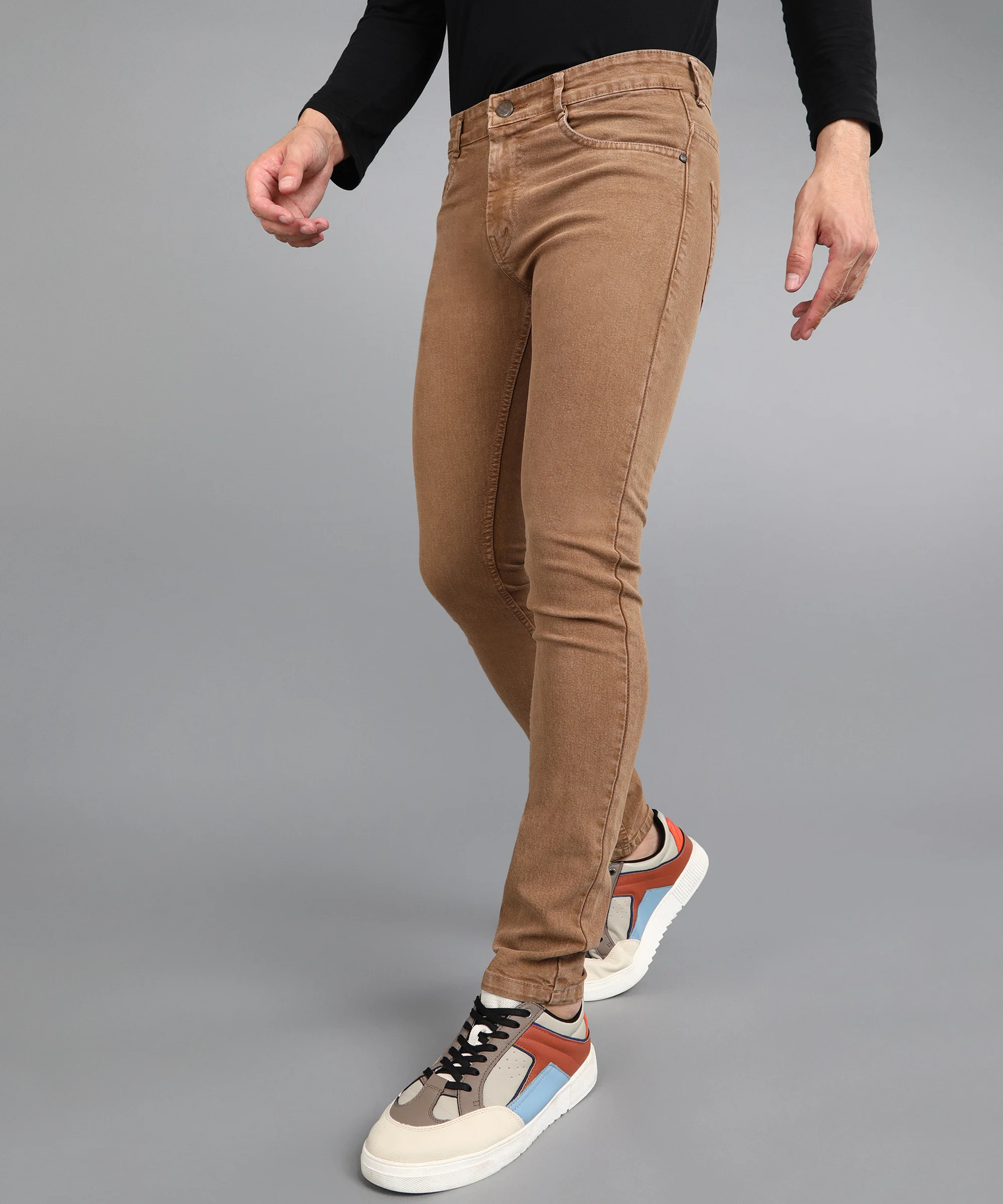 Men's Pink Slim Fit Washed Jeans Stretchable - Image 2