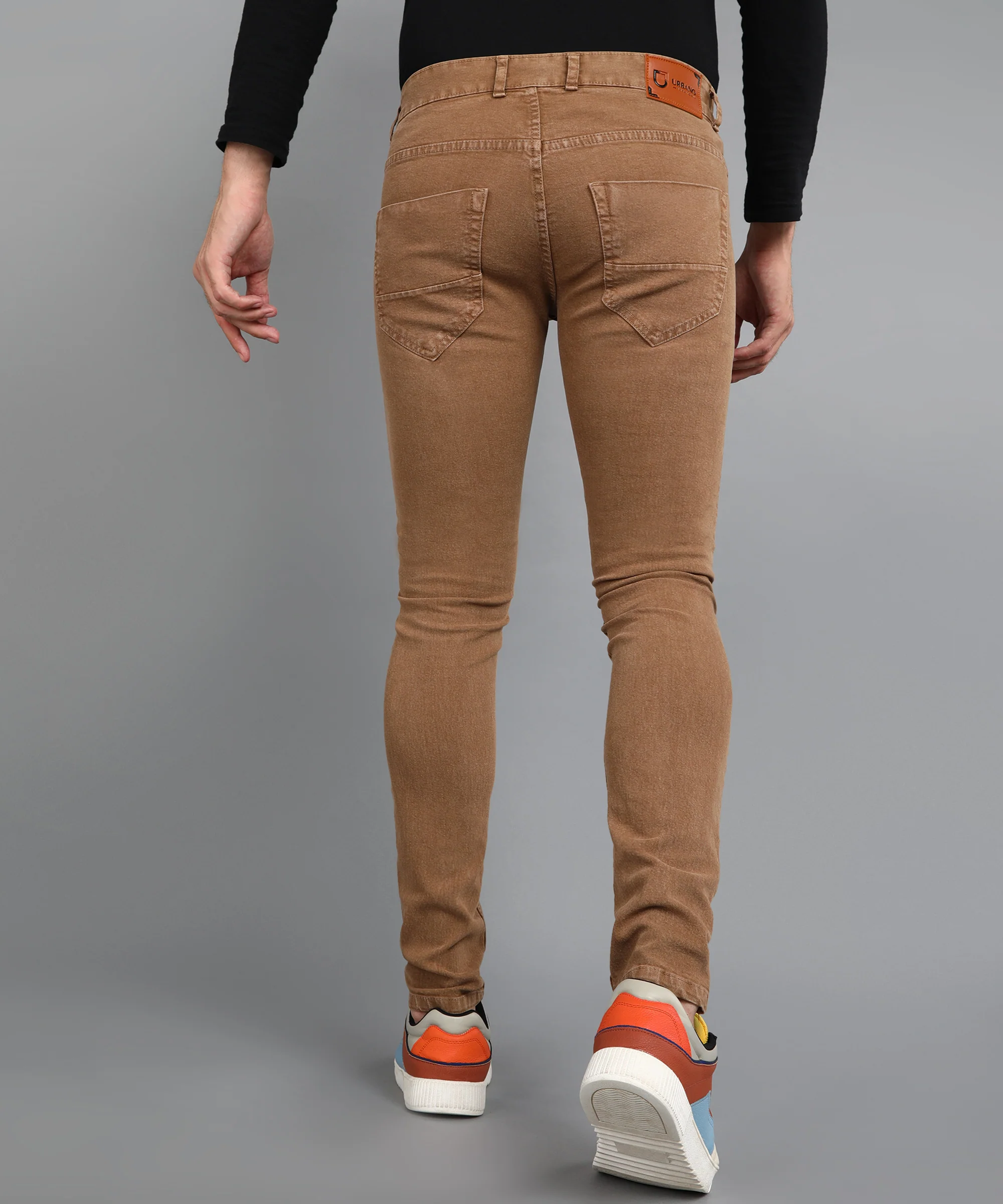 Men's Pink Slim Fit Washed Jeans Stretchable - Image 3