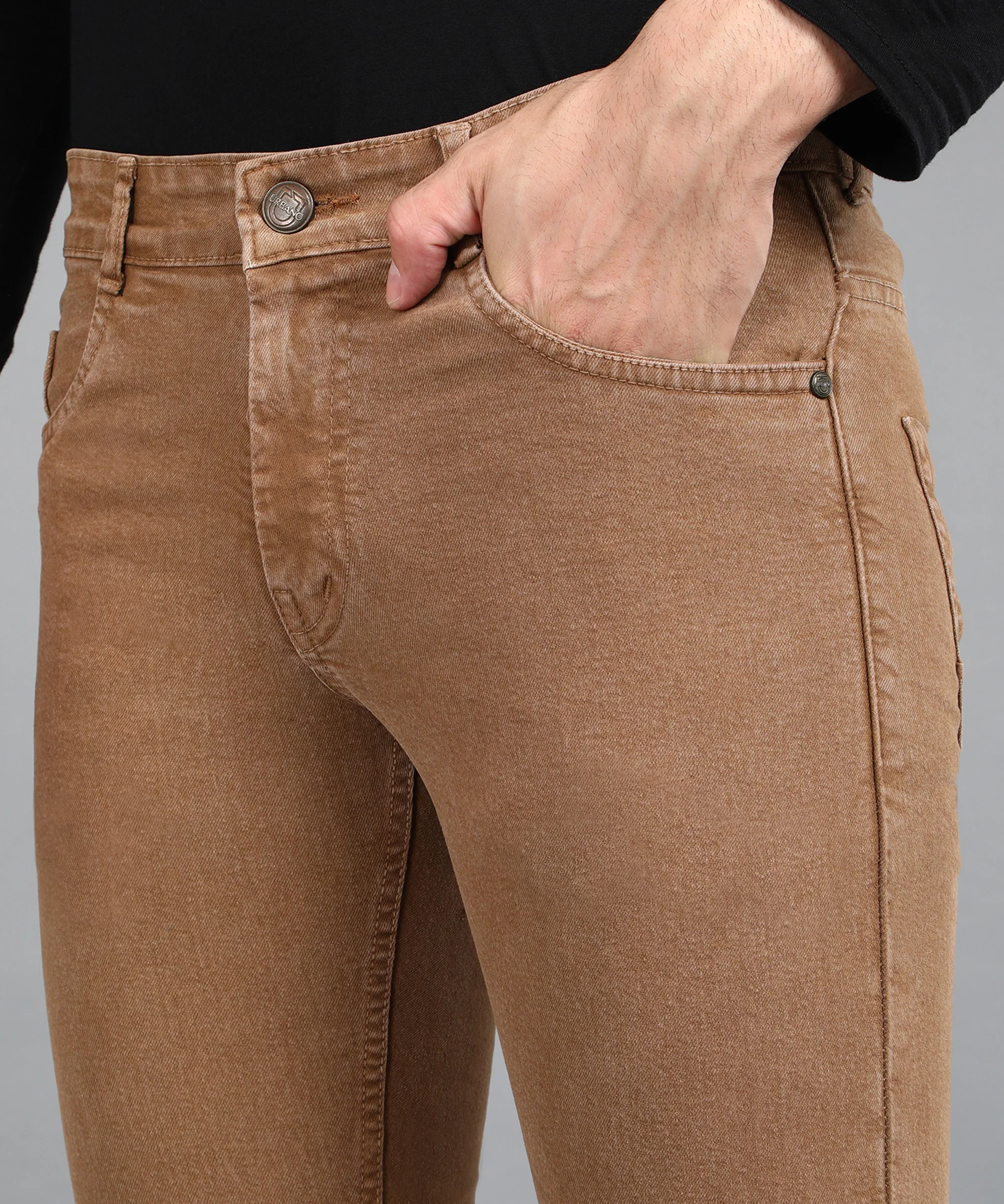 Men's Pink Slim Fit Washed Jeans Stretchable - Image 5