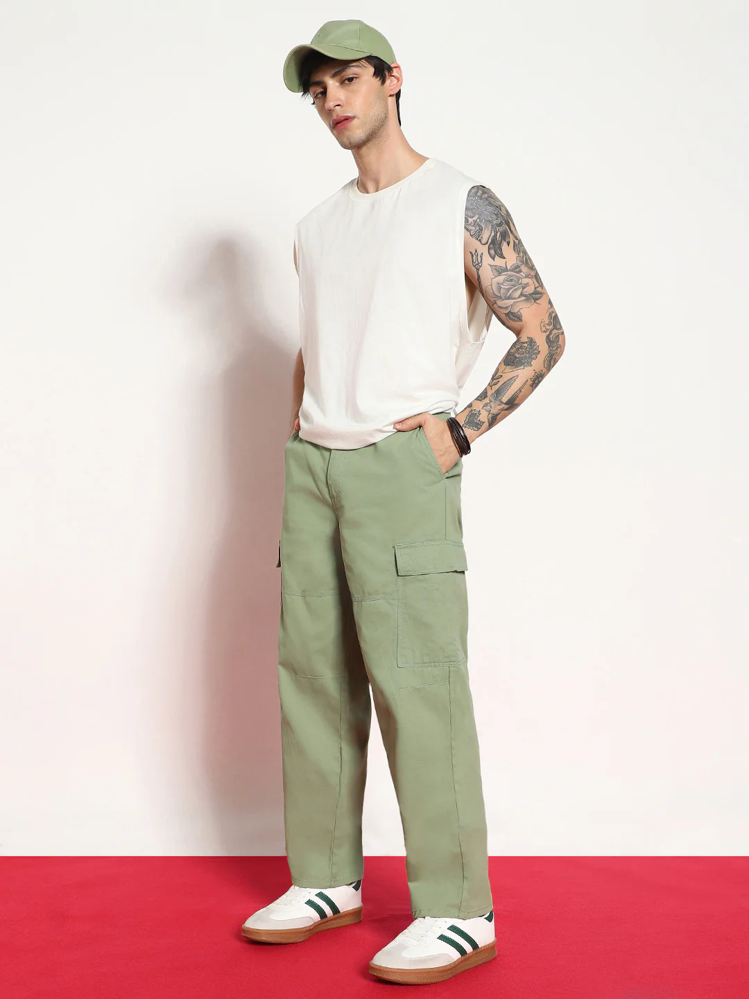 Men's Pista Loose Baggy Fit Solid Cargo Chino Pant with 6 Pockets Non-Stretchable - Image 5