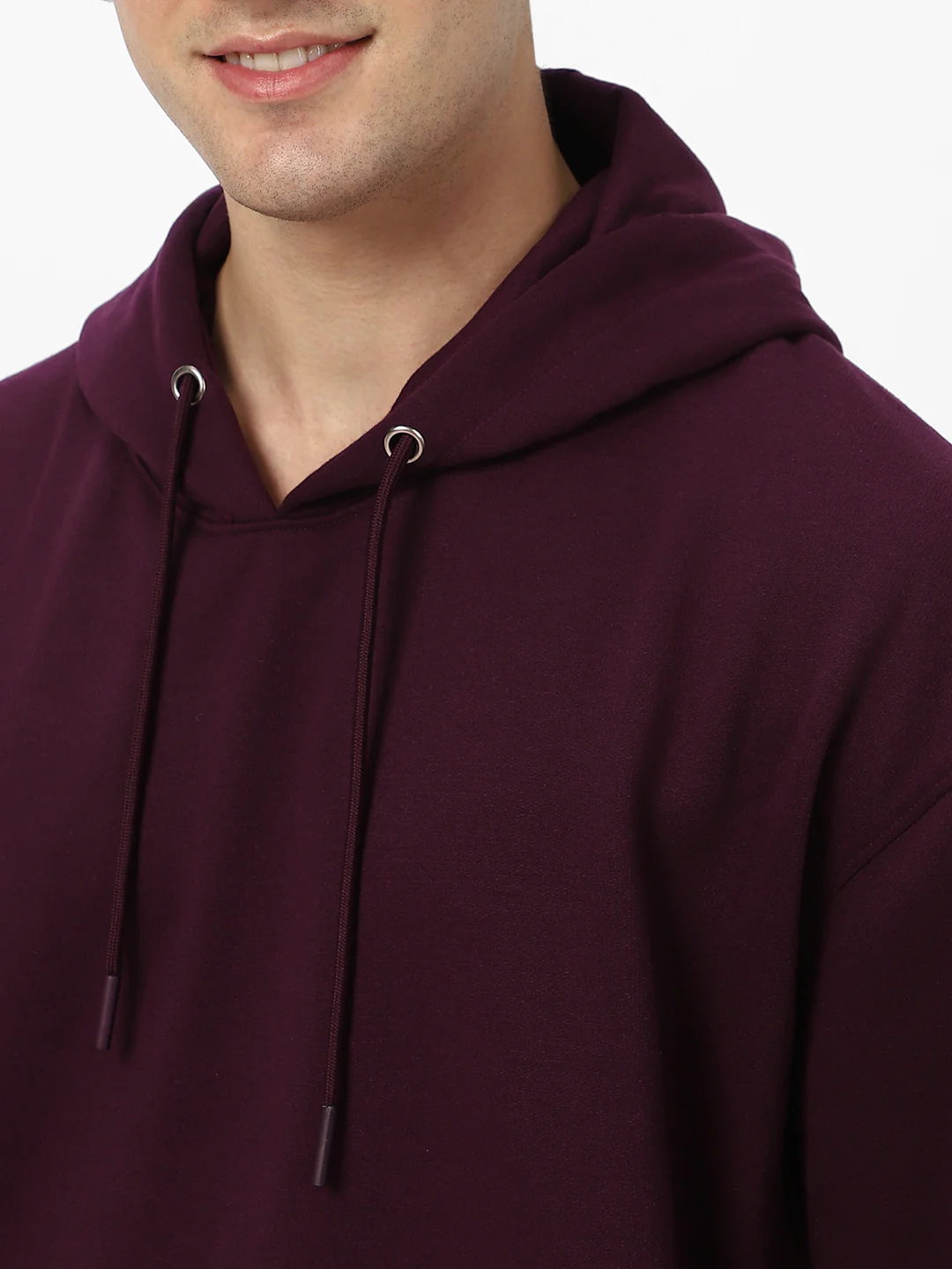 Men's Potent Purple Cotton Solid Oversized Hooded Neck Sweatshirt - Image 5