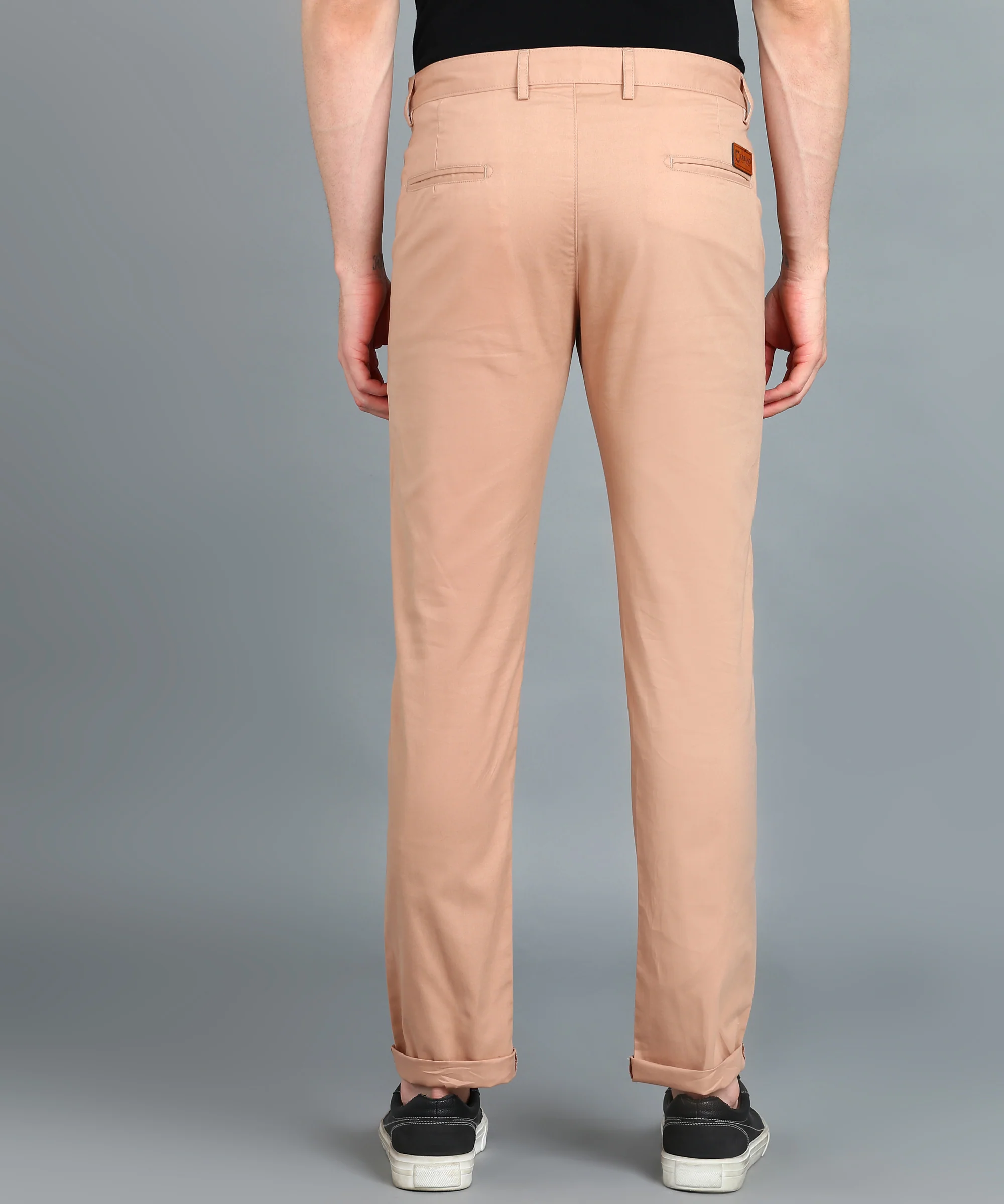 Men's Purple Cotton Slim Fit Casual Chinos Trousers - Image 4