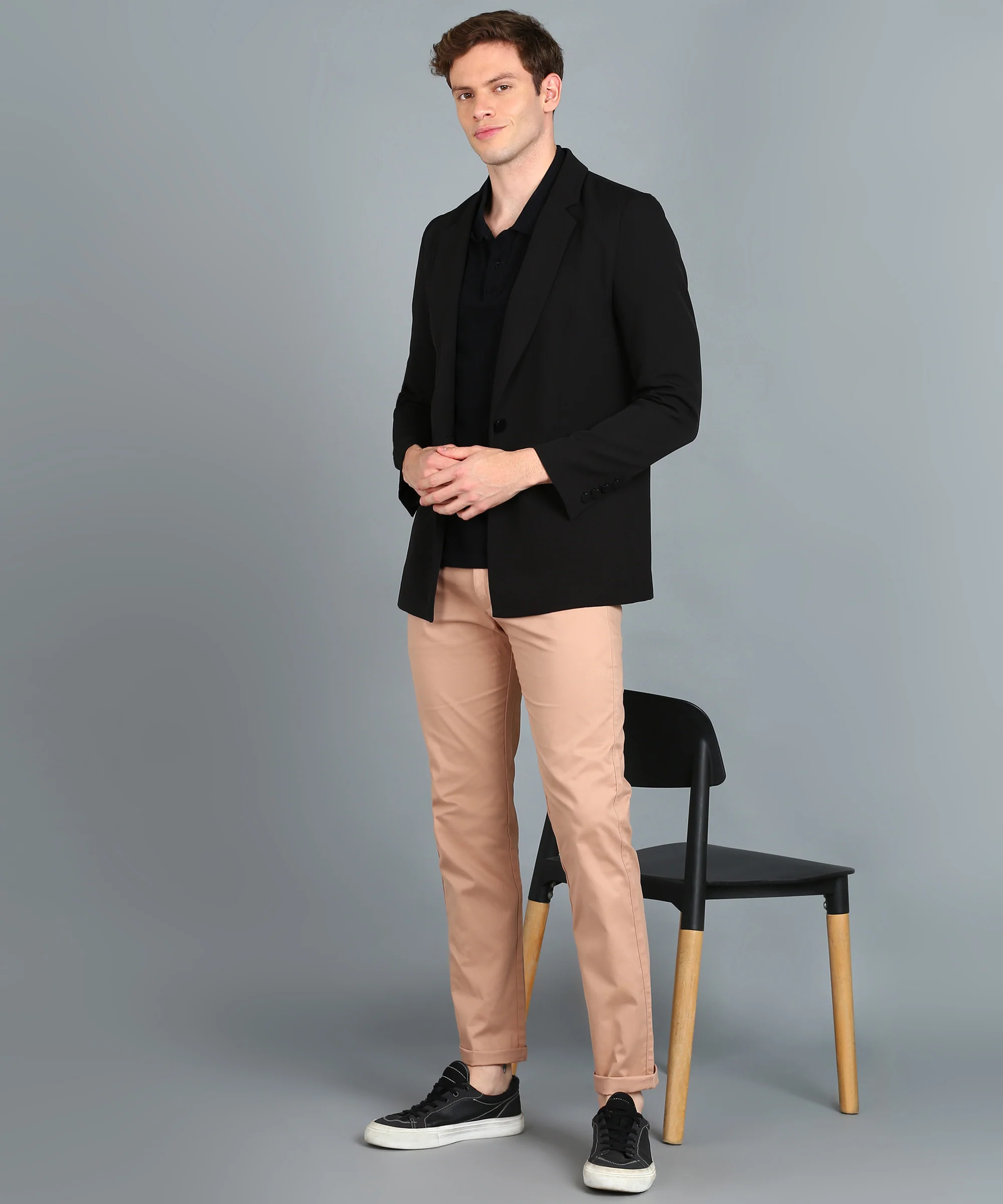 Men's Purple Cotton Slim Fit Casual Chinos Trousers - Image 5