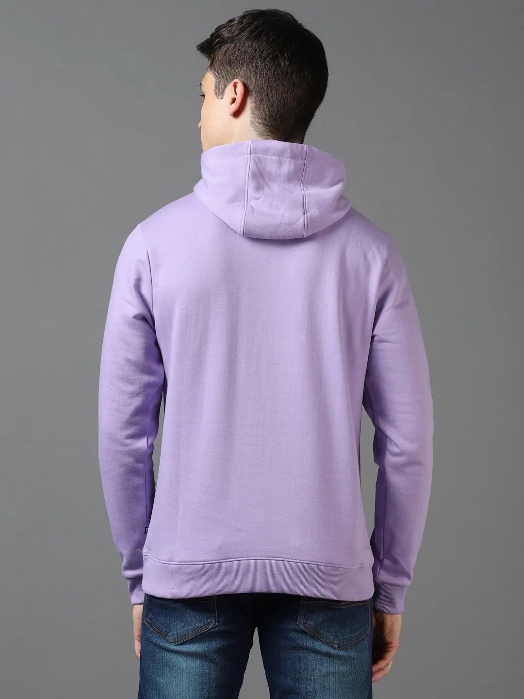 Men's Purple Cotton Solid Hooded Neck Sweatshirt - Image 3