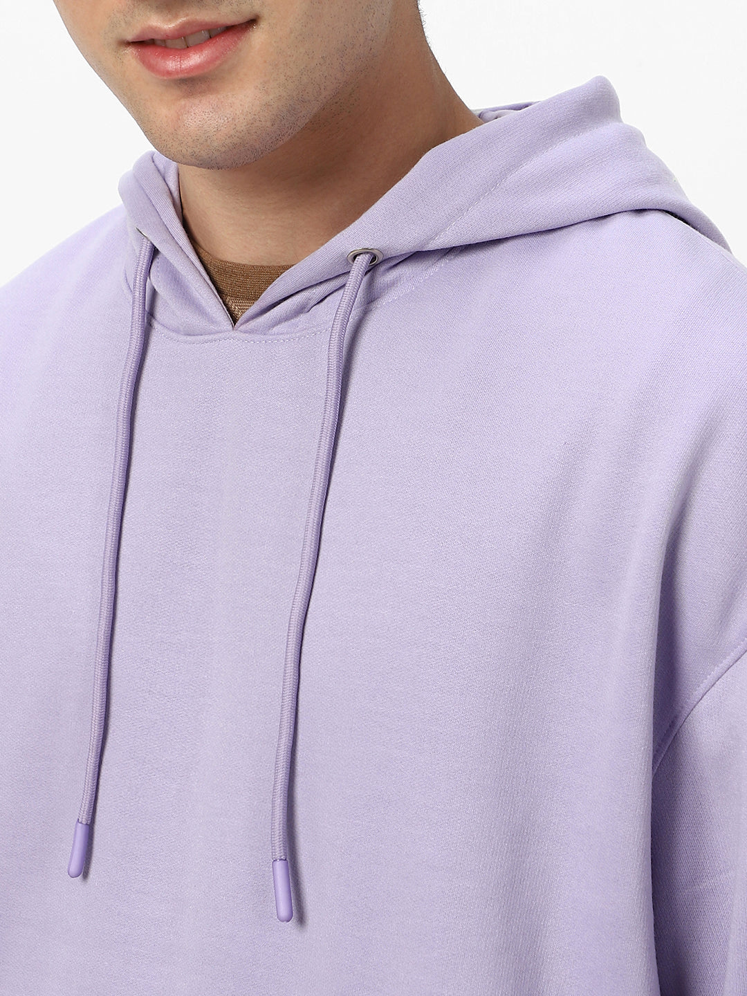 Men's Purple Heather Cotton Solid Oversized Hooded Neck Sweatshirt - Image 6