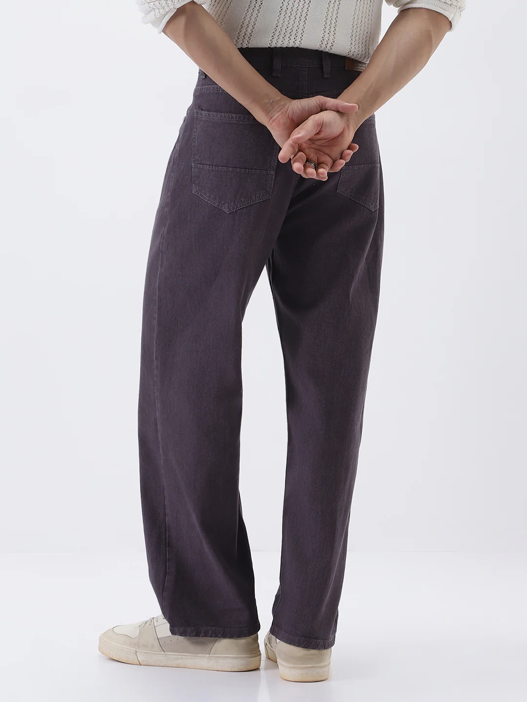 Men's Purple Loose Fit Washed Jeans Non-Stretchable - Image 3