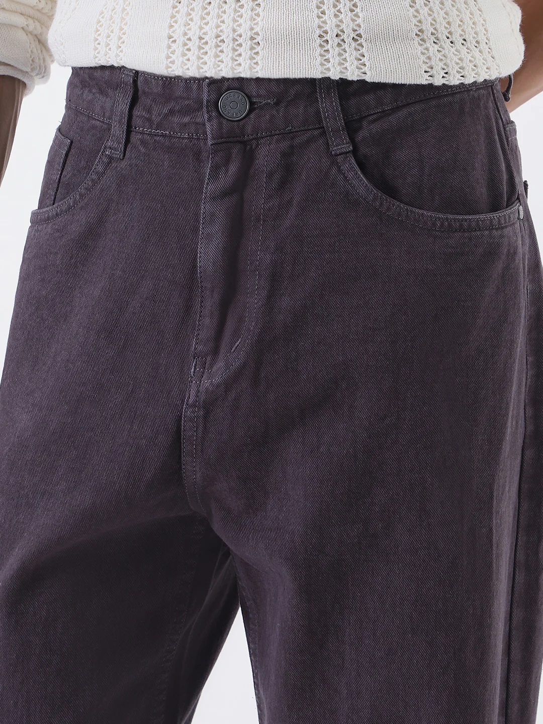 Men's Purple Loose Fit Washed Jeans Non-Stretchable - Image 5