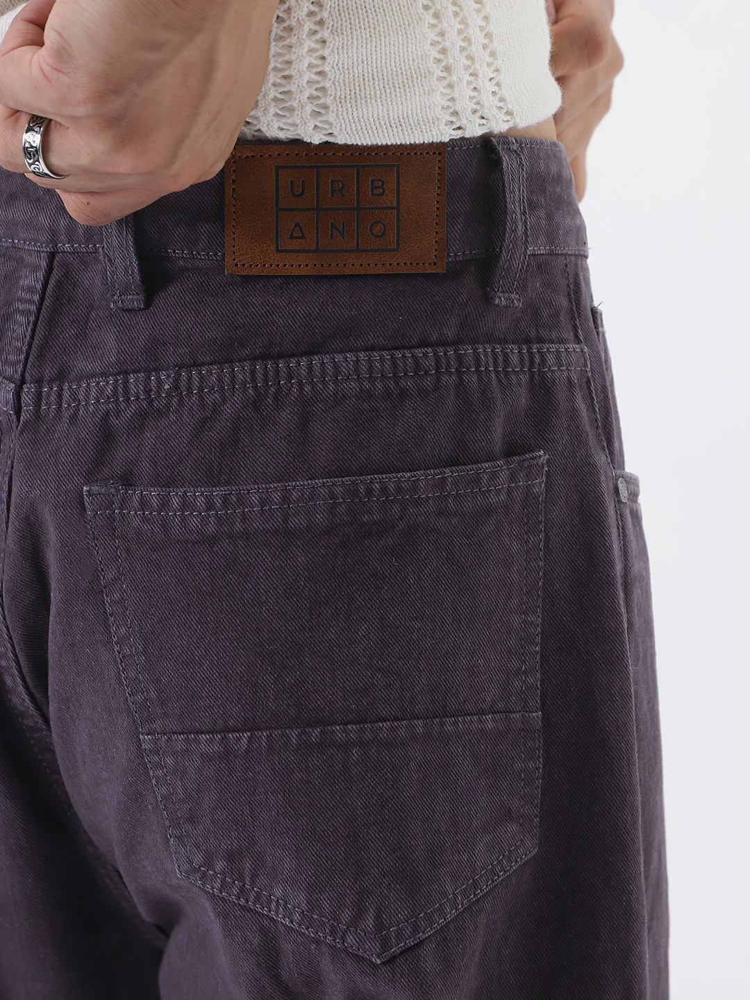 Men's Purple Loose Fit Washed Jeans Non-Stretchable - Image 6