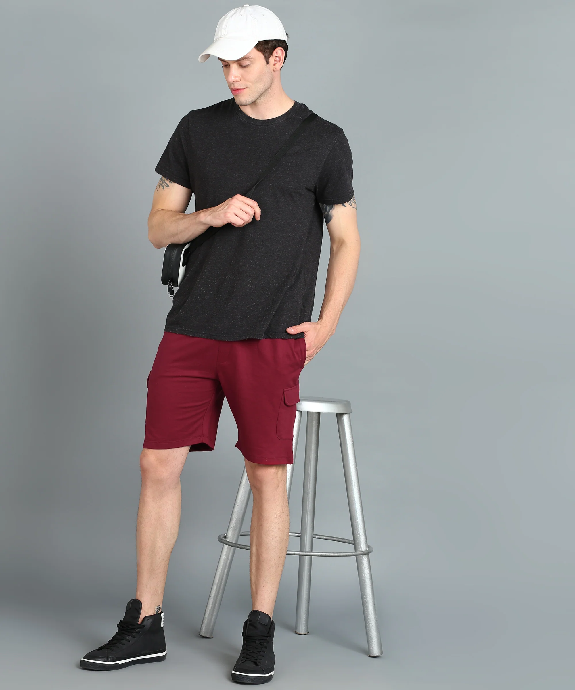Men's Red Cotton Regular Shorts Stretchable - Image 4