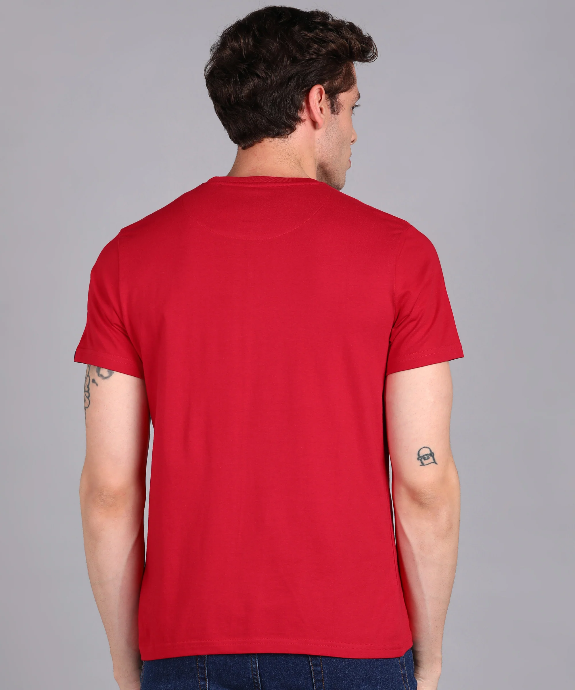 Urbano Fashion Men's Red Graphic Printed Round Neck Half Sleeve Slim Fit Cotton T-Shirt - Image 3