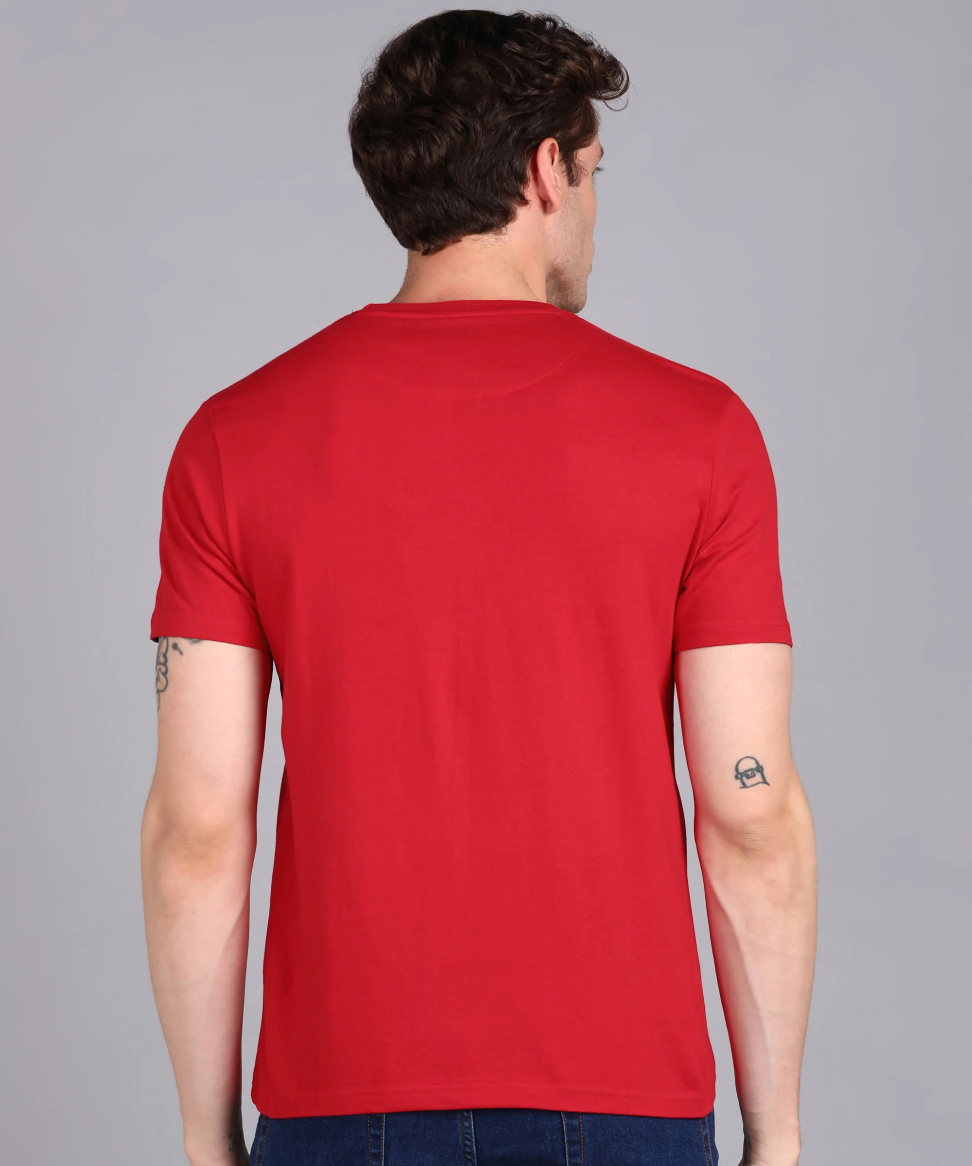 Urbano Fashion Men's Red Graphic Printed Round Neck Half Sleeve Slim Fit Cotton T-Shirt - Image 3