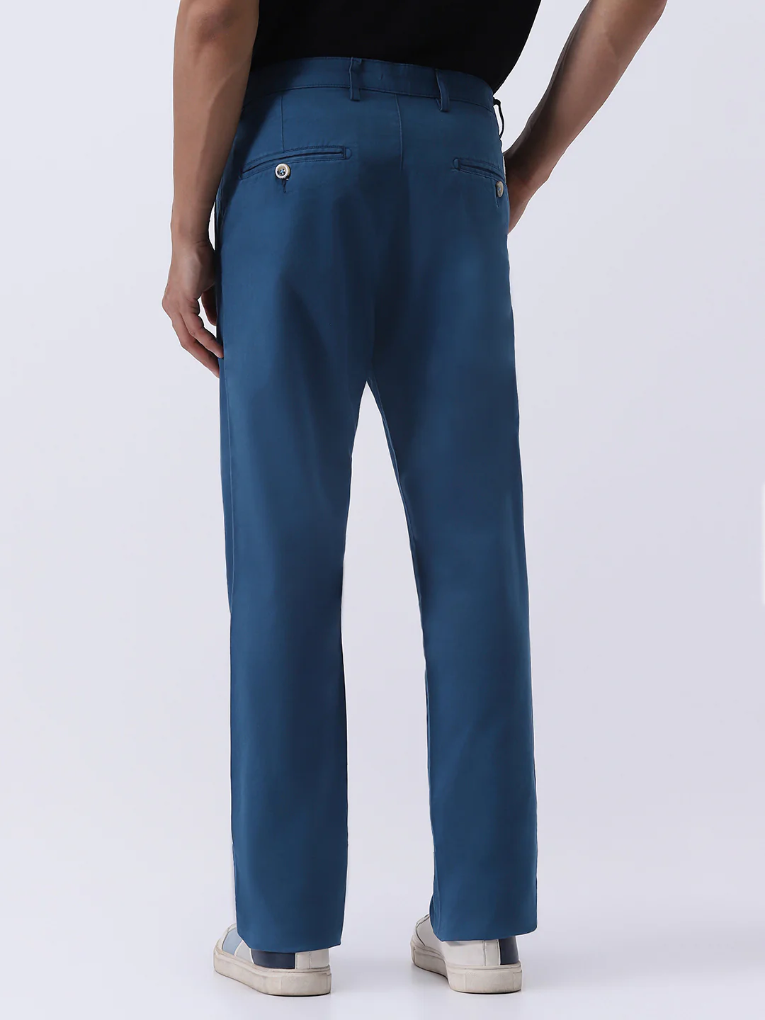 Men's Royal Blue Cotton Regular Fit Casual Chinos Trousers Stretch - Image 3