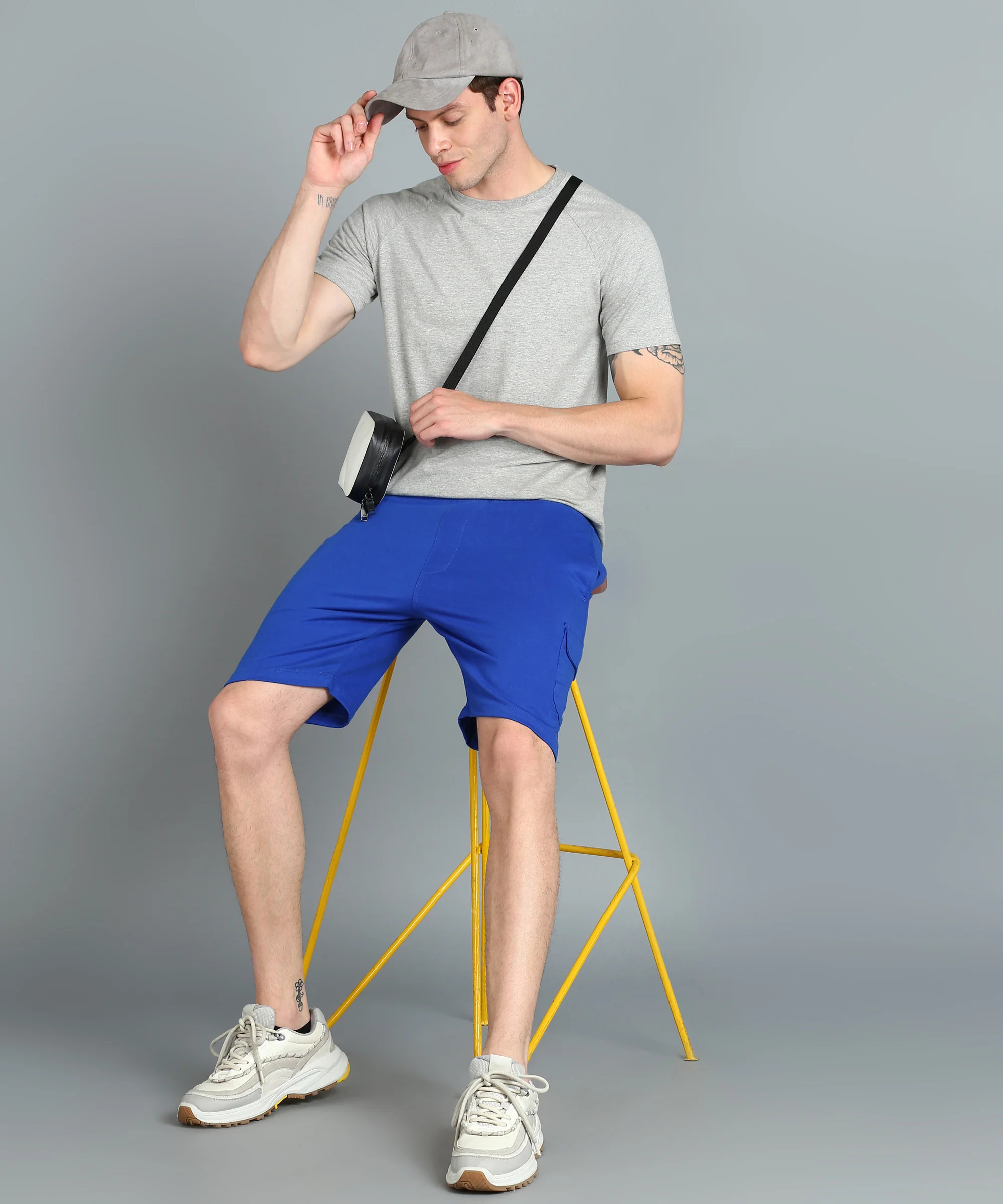 Men's Royal Blue Cotton Regular Shorts Stretchable - Image 4