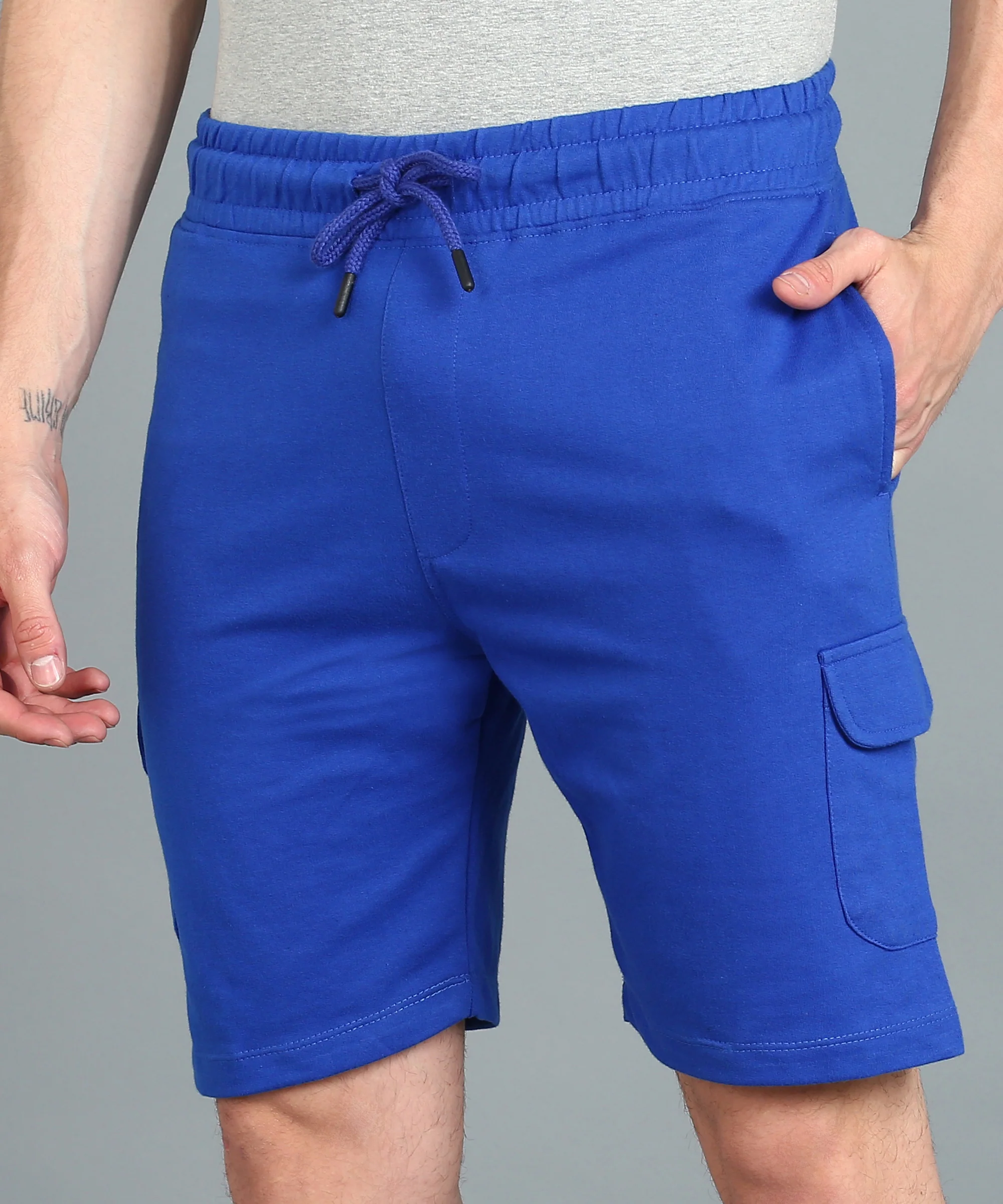 Men's Royal Blue Cotton Regular Shorts Stretchable - Image 5