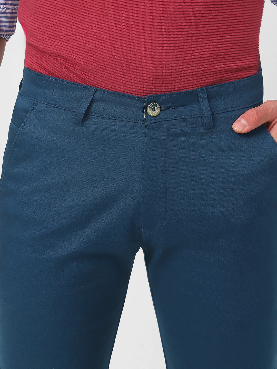 Men's Royal Blue Cotton Slim Fit Casual Chinos Trousers Stretch - Image 6
