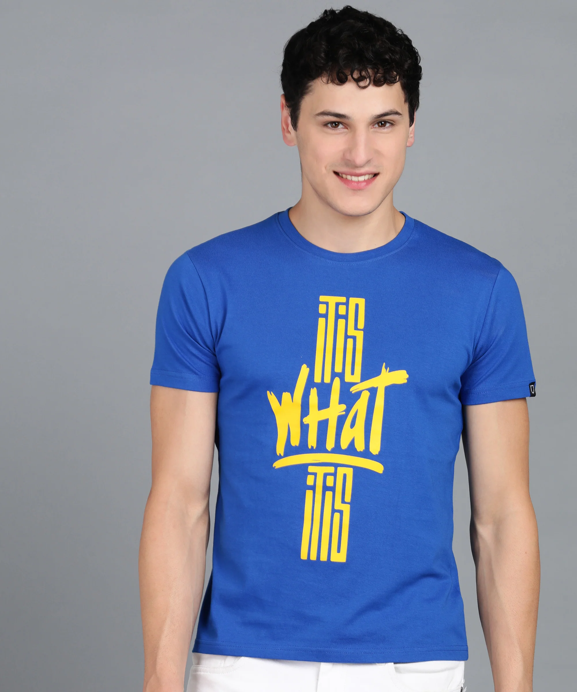 Urbano Fashion Men's Royal Blue Graphic Printed Round Neck Half Sleeve Slim Fit Cotton T-Shirt - Image 6