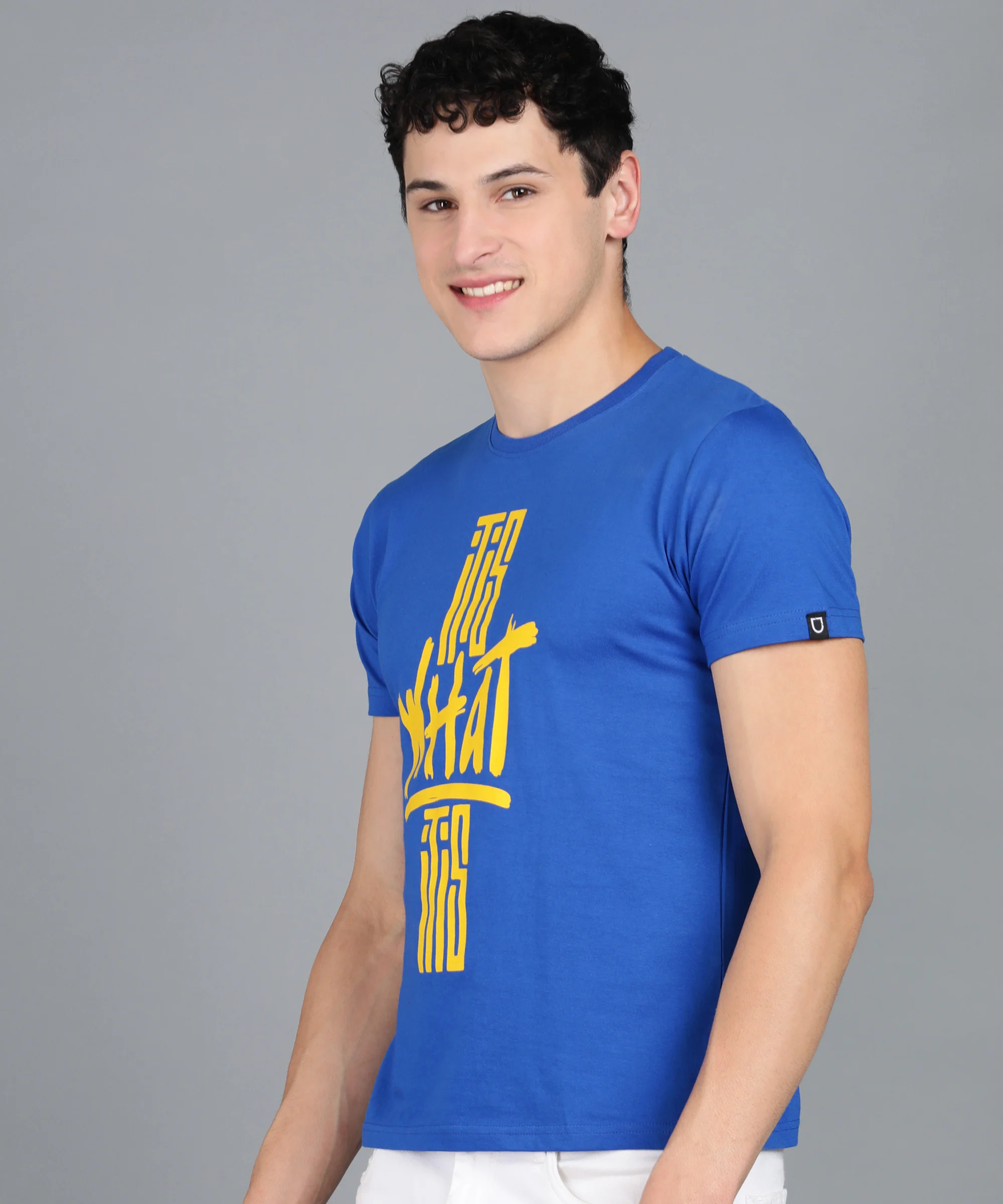 Urbano Fashion Men's Royal Blue Graphic Printed Round Neck Half Sleeve Slim Fit Cotton T-Shirt - Image 7