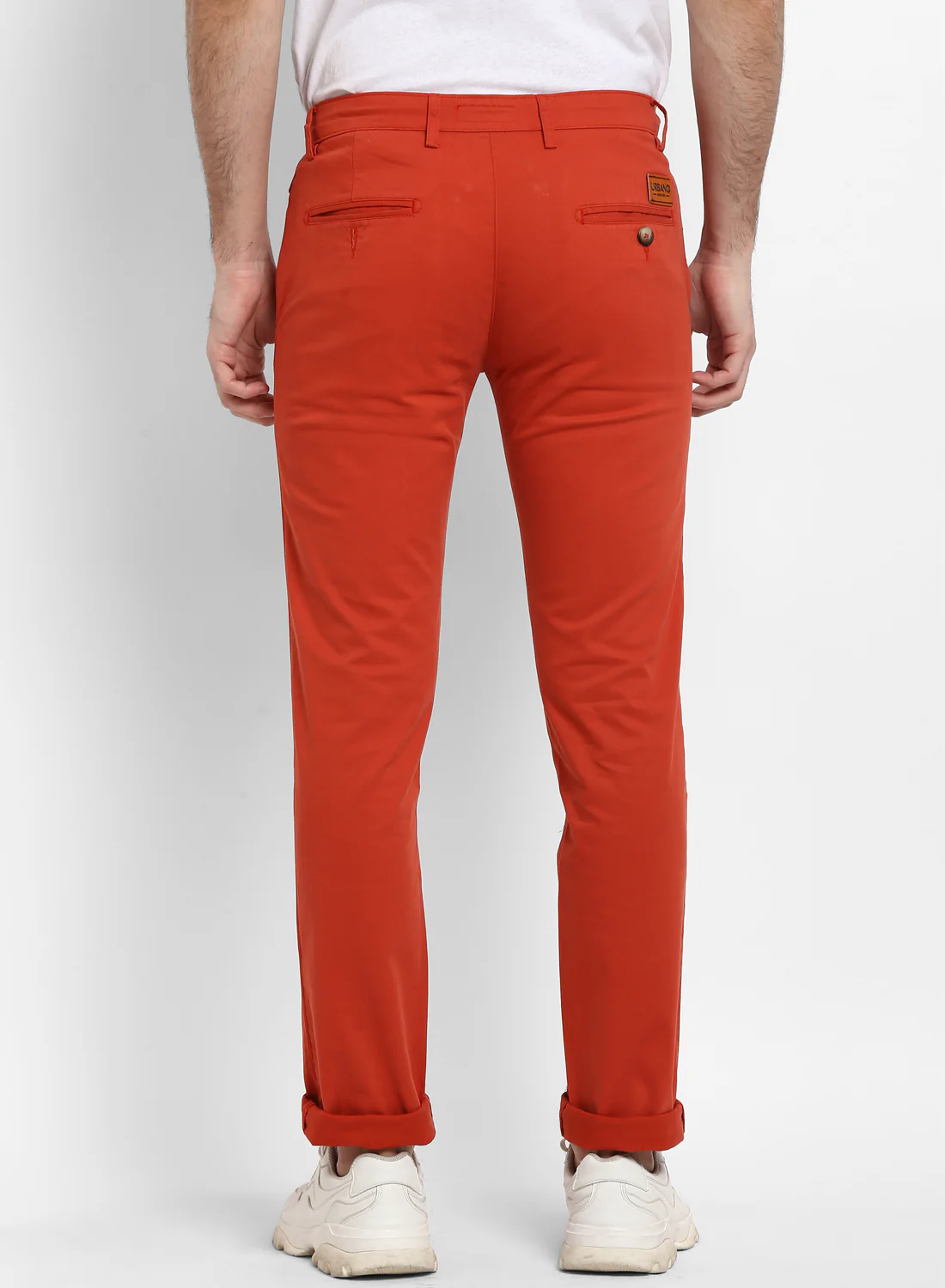 Men's Rust Cotton Slim Fit Casual Chinos Trousers Stretch - Image 4