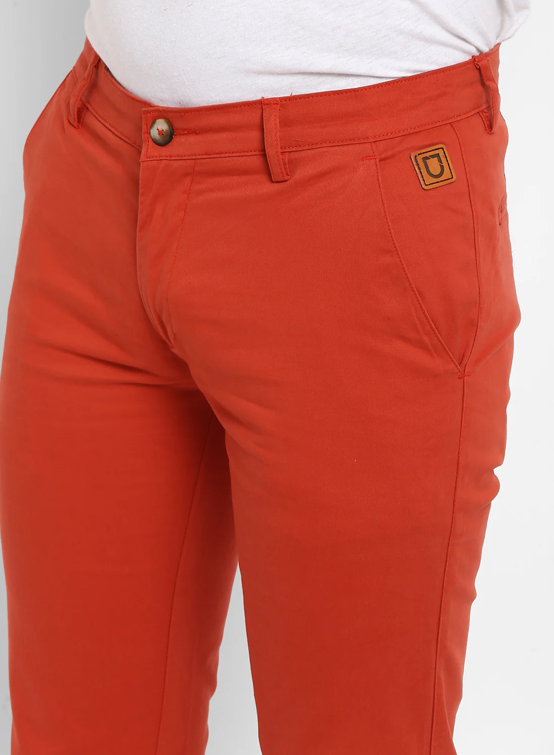 Men's Rust Cotton Slim Fit Casual Chinos Trousers Stretch - Image 5