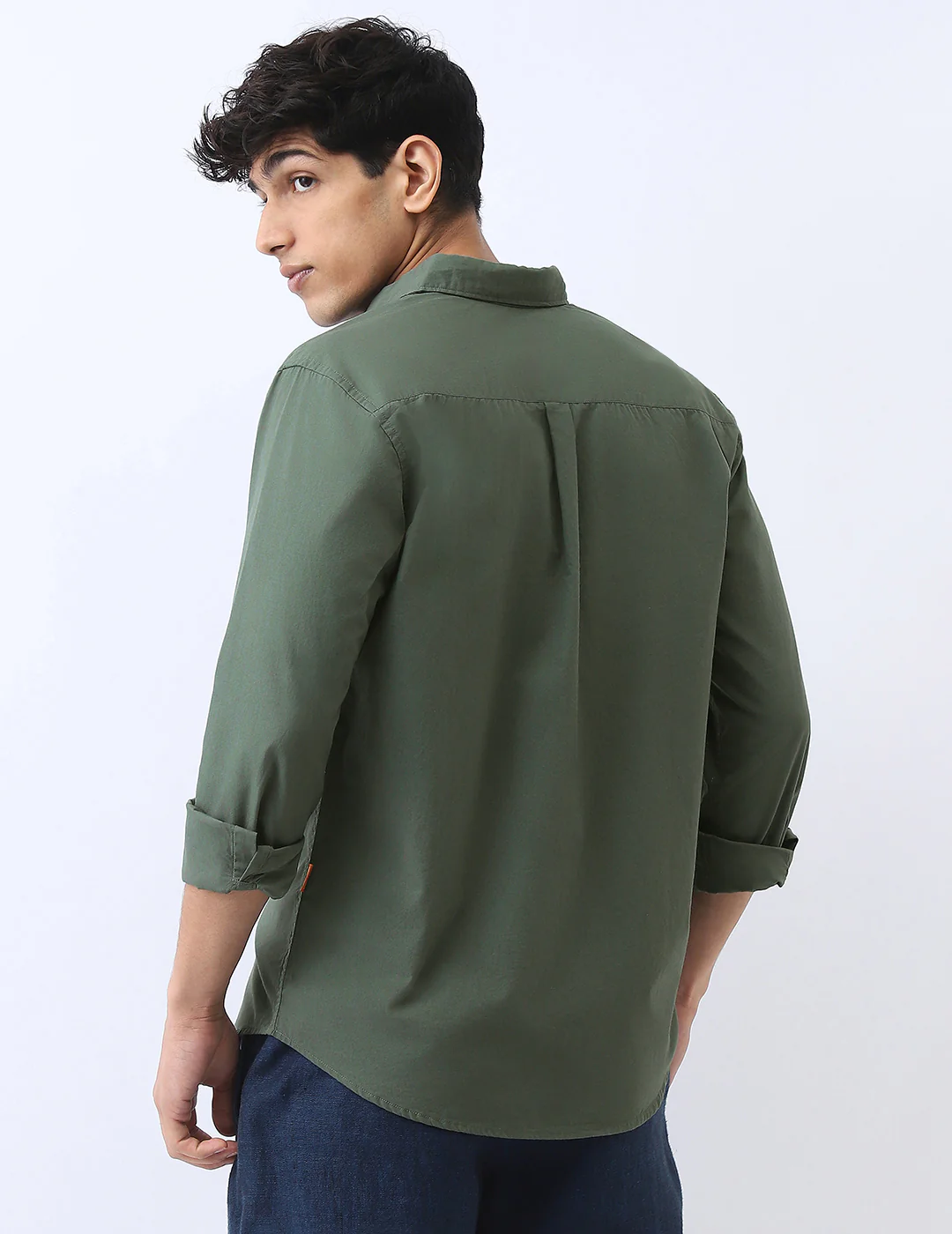 Men's Sage Green Cotton Full Sleeve Regular Fit Casual Solid Shirt - Image 4