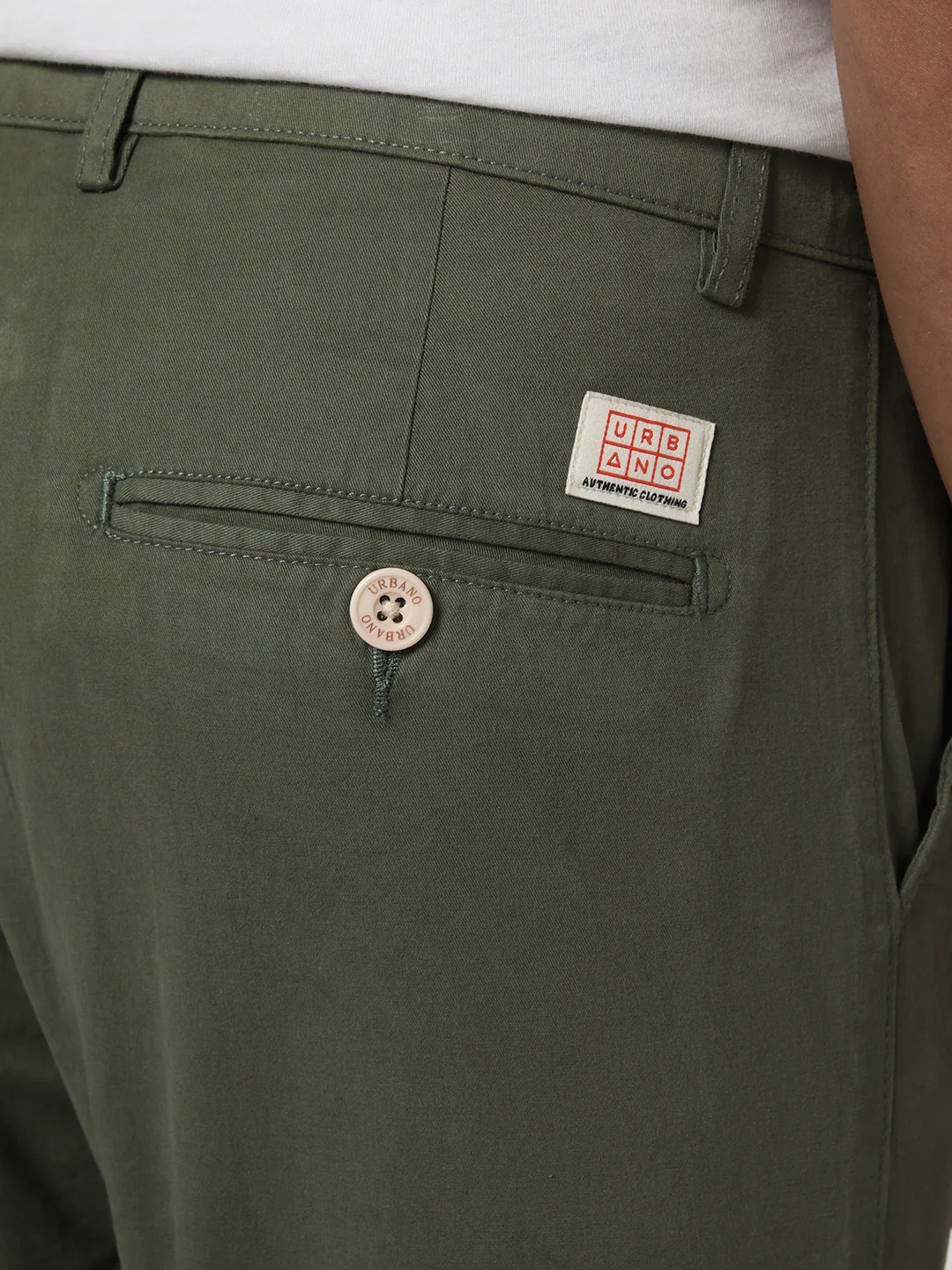 Men's Sage Green Straight Fit Mid Rise Cotton Casual Chinos Trousers Stretch - Image 6