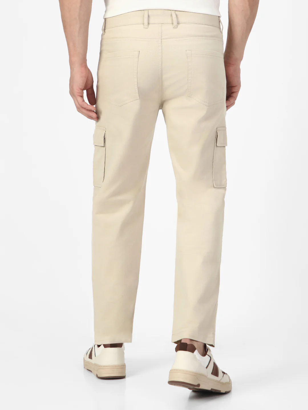 Men's Sand Regular Fit Solid Cargo Chino Pant with 6 Pockets Stretchable - Image 3