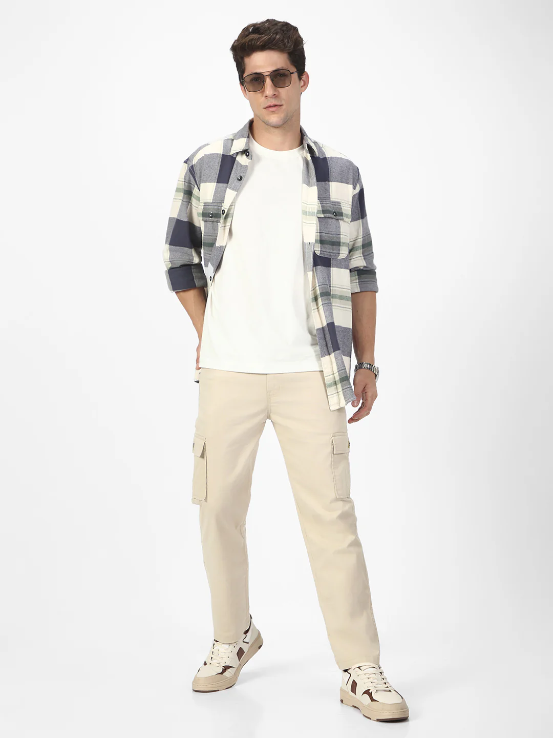 Men's Sand Regular Fit Solid Cargo Chino Pant with 6 Pockets Stretchable - Image 4