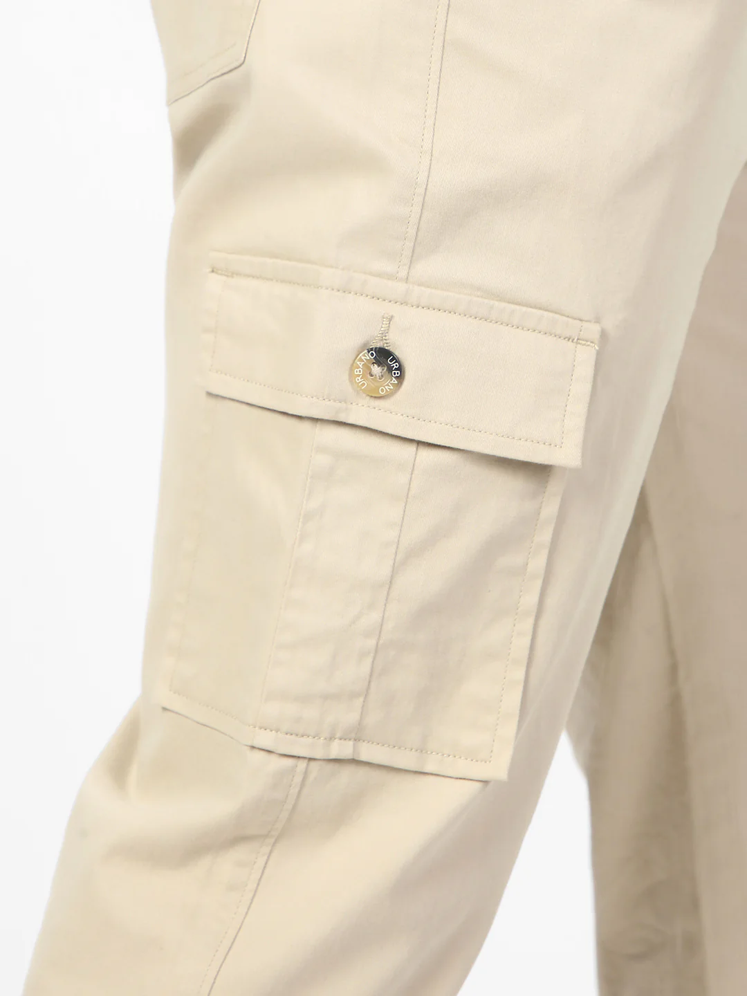Men's Sand Regular Fit Solid Cargo Chino Pant with 6 Pockets Stretchable - Image 5