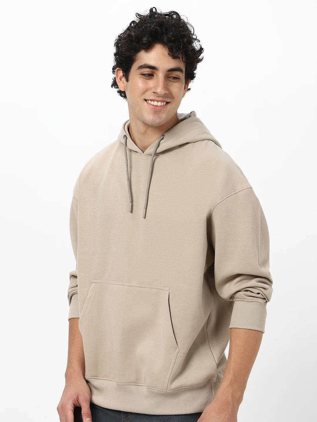 Men's Silver Lining Cotton Solid Oversized Hooded Neck Sweatshirt - Image 2