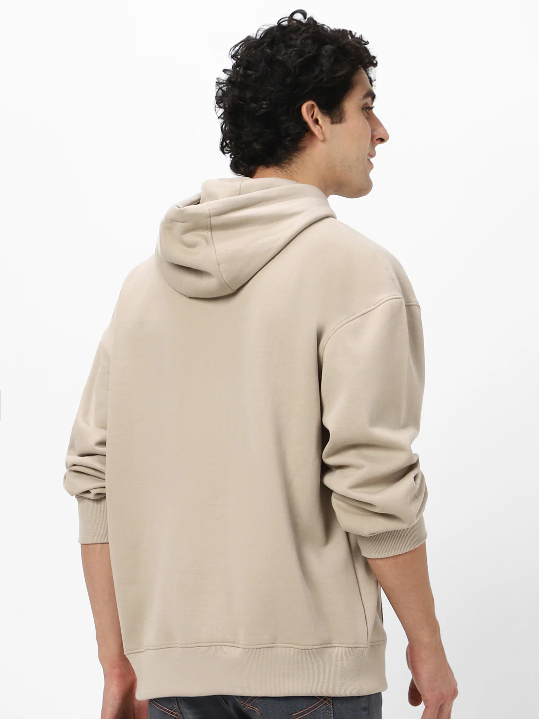 Men's Silver Lining Cotton Solid Oversized Hooded Neck Sweatshirt - Image 3