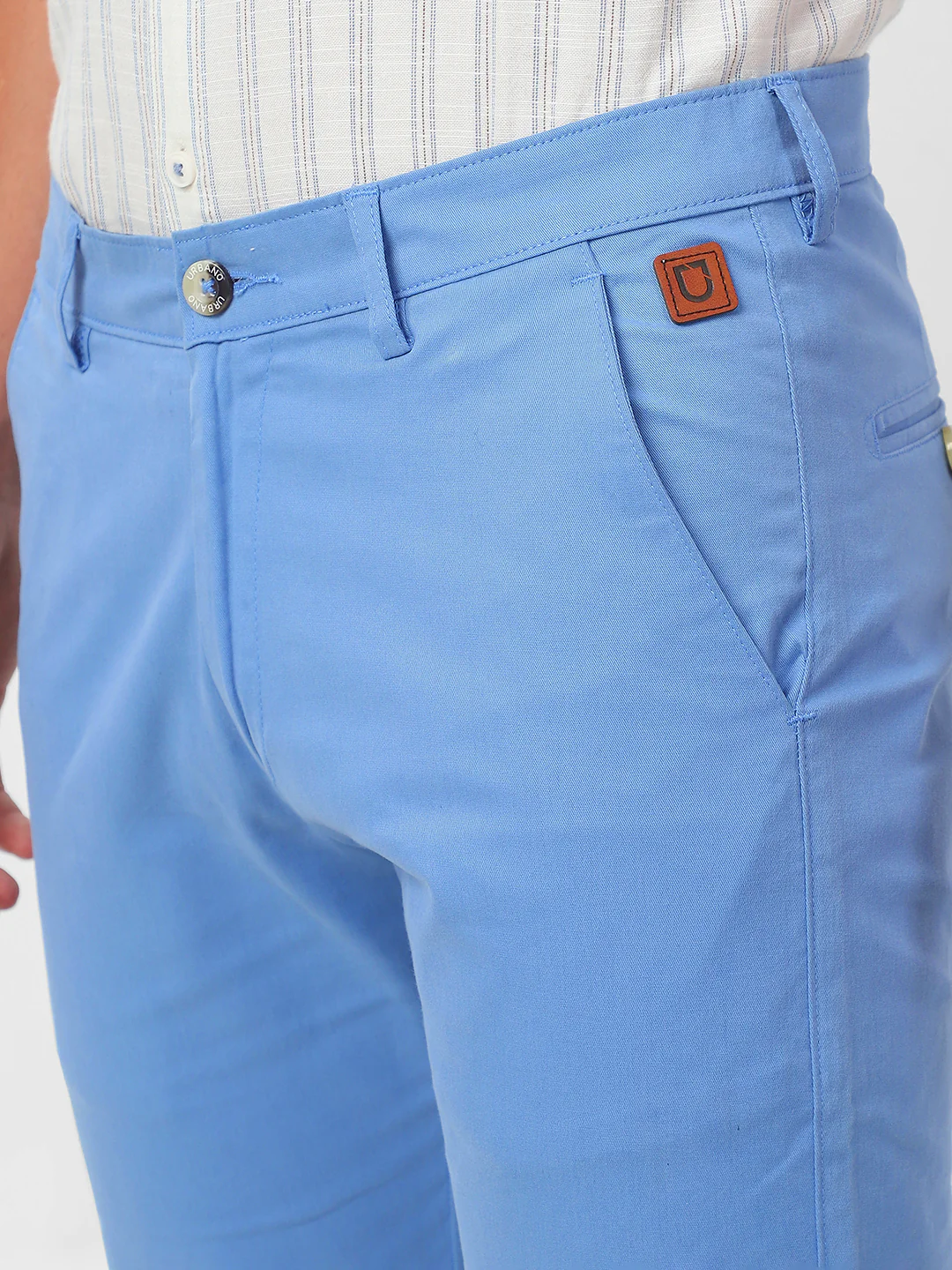 Men's Sky Blue Slim Fit Casual Chino Pants Stretch - Image 6