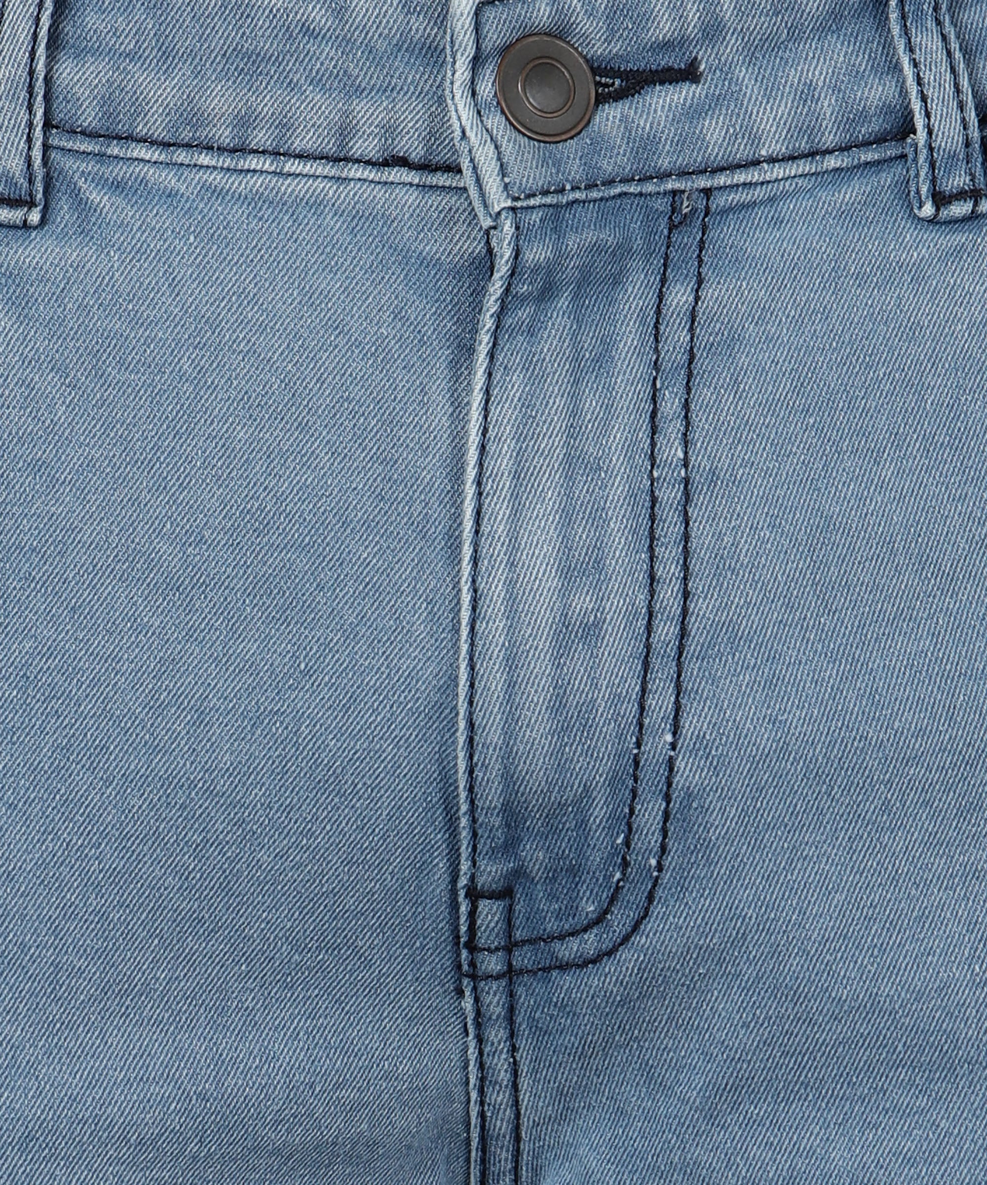 Men's Sky Blue Regular Fit Washed Jeans Stretchable - Image 3