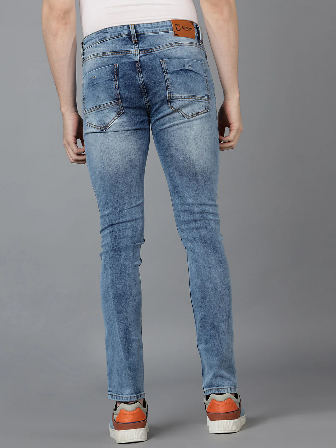 Men's Sky Blue Slim Fit Washed Jeans Stretchable - Image 3