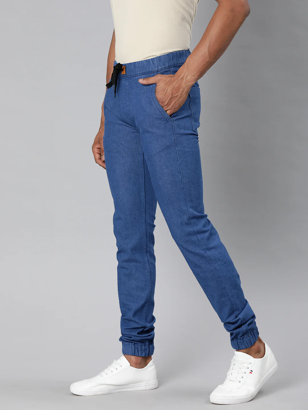 Men's Sky Blue Slim Fit Washed Jogger Jeans Stretchable - Image 2