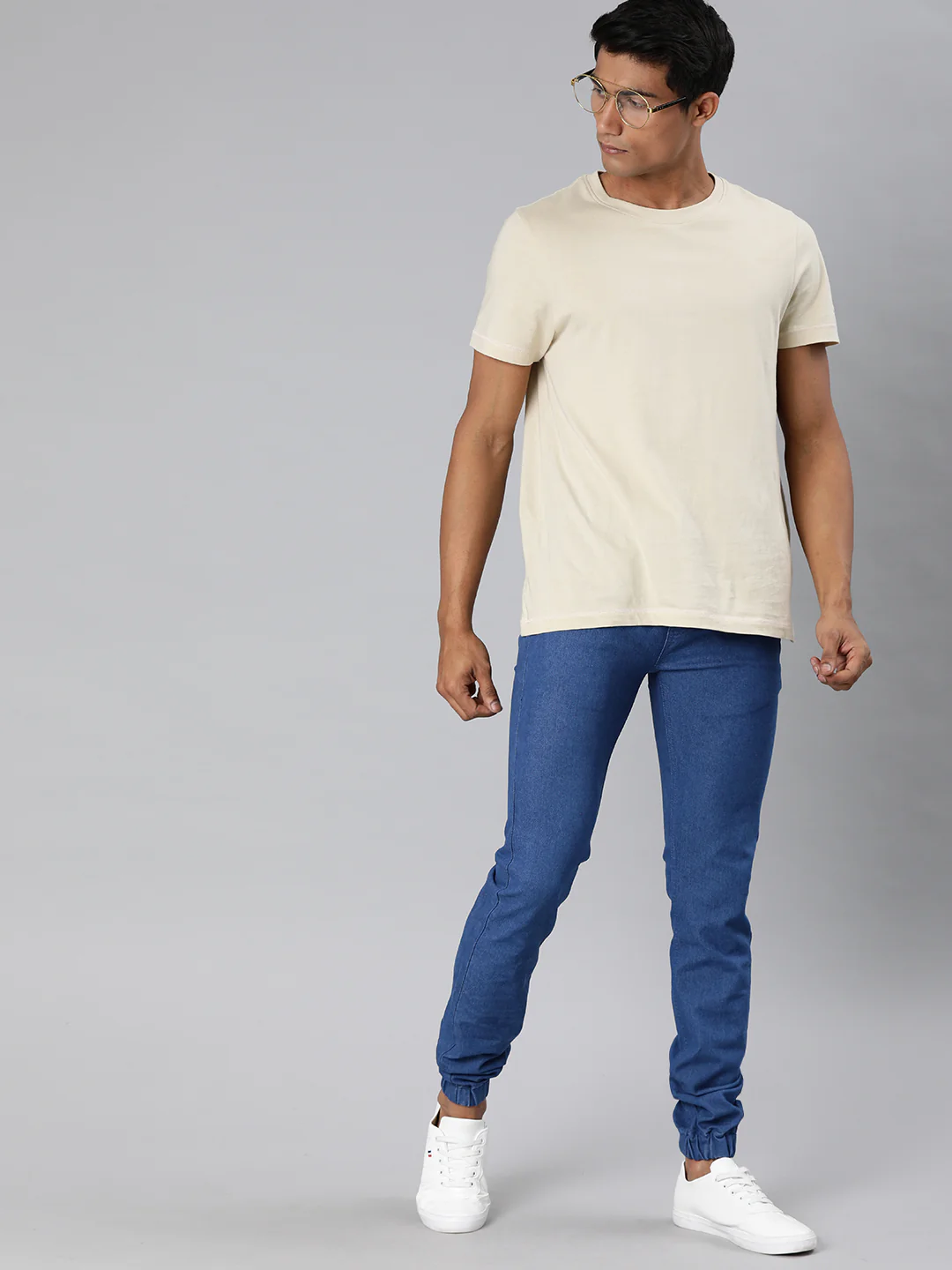 Men's Sky Blue Slim Fit Washed Jogger Jeans Stretchable - Image 4