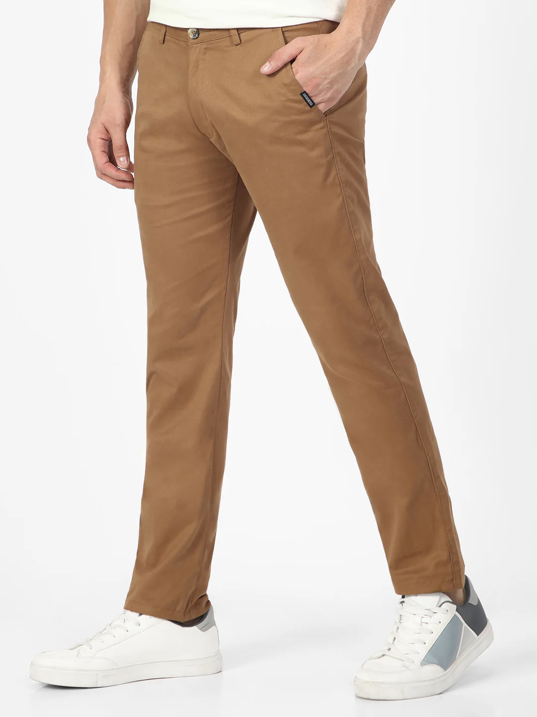 Men's Dark Khaki Slim Fit Casual Trouser - Image 3