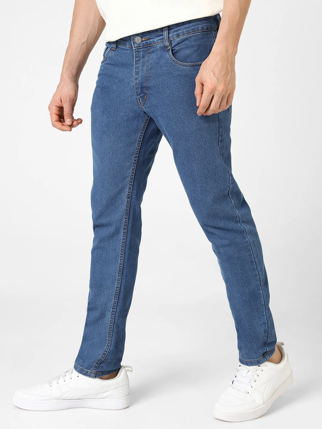 Men's Light Blue Slim Fit Jeans Stretchable - Image 2