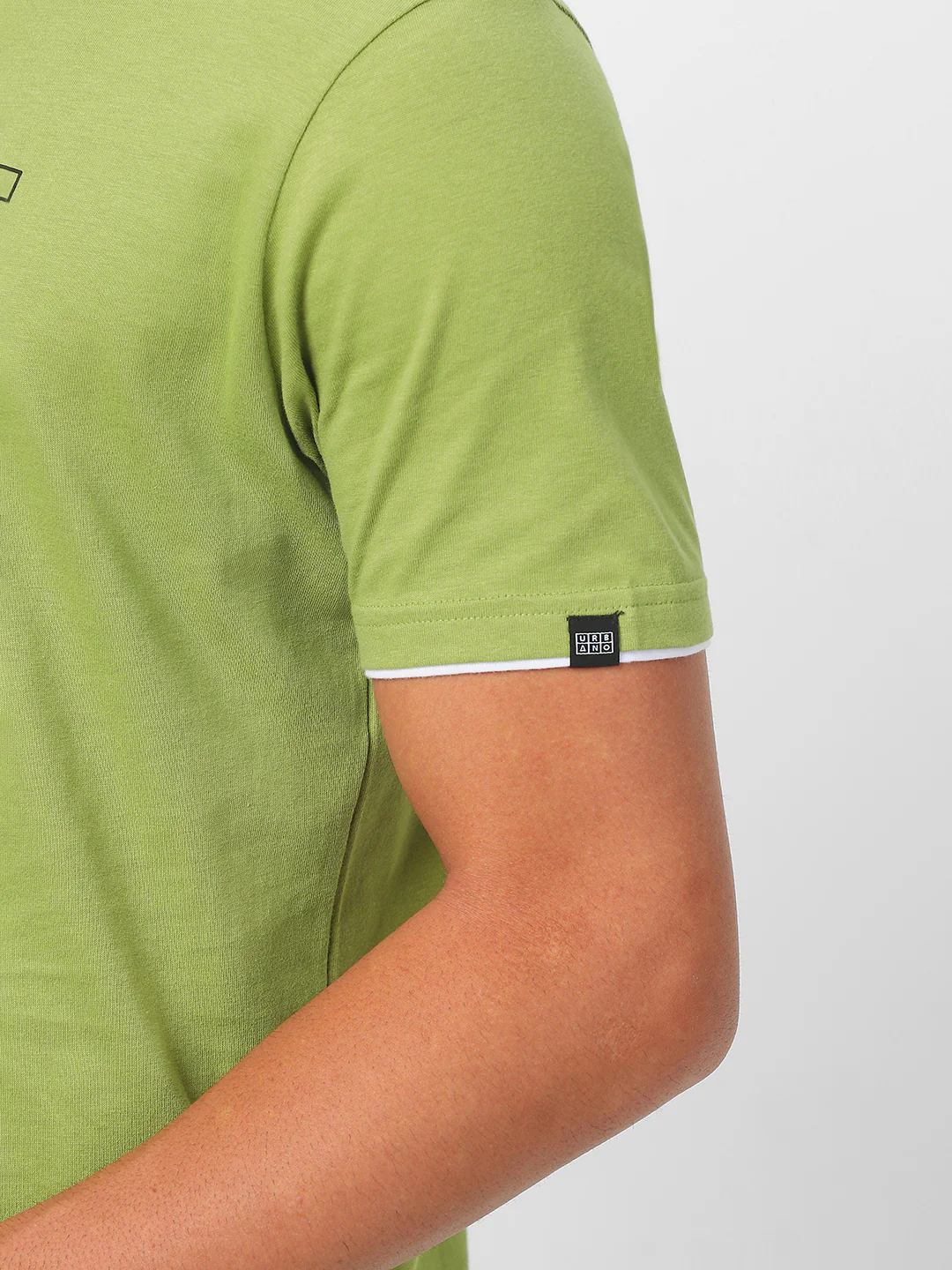 Men's Solid Olive Round Neck Half Sleeve Slim Fit Cotton T-Shirt - Image 8