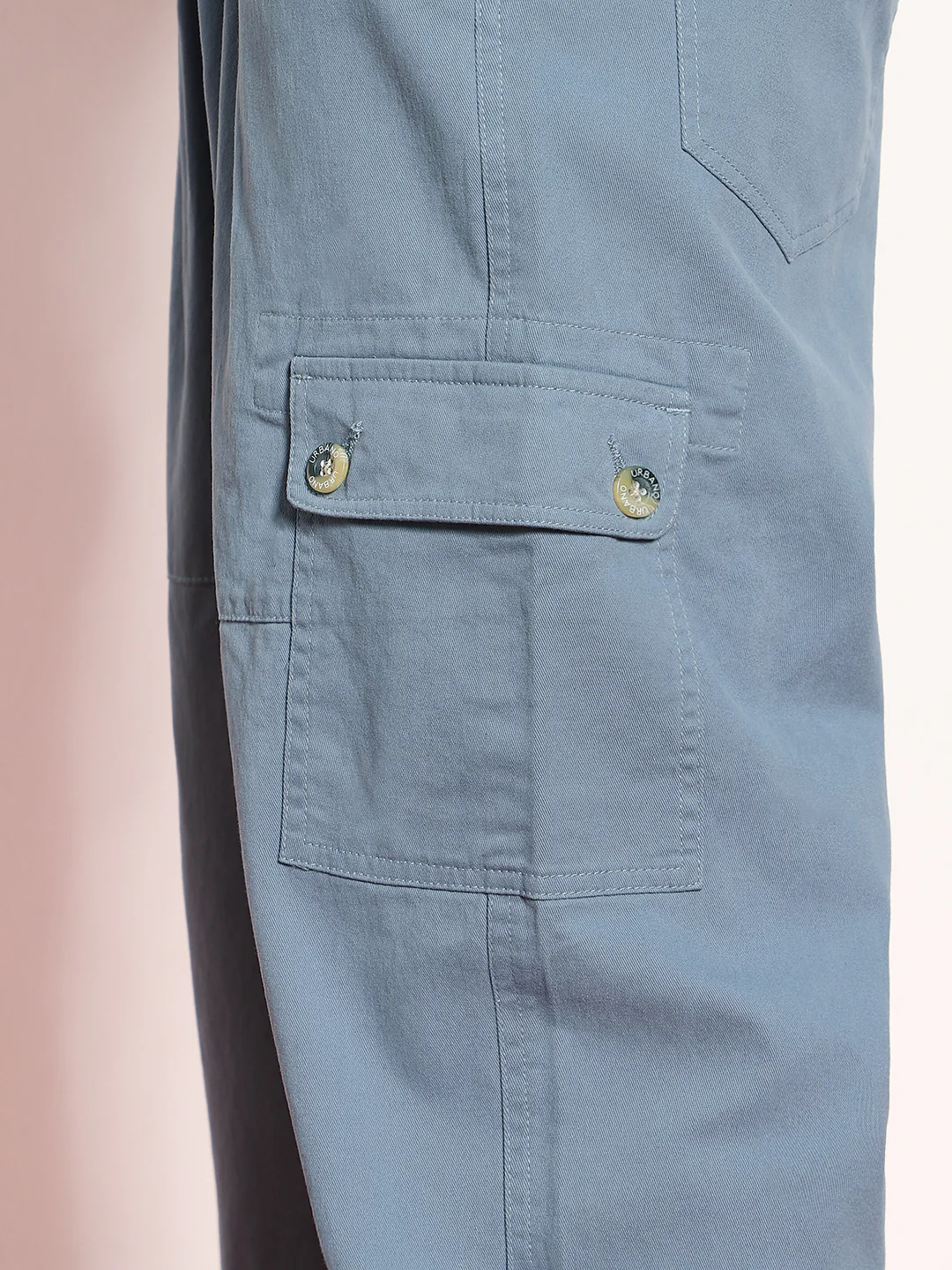 Men's Steel Blue Loose Baggy Fit Cargo Jogger Chino Pant with 6 Pockets Stretchable - Image 5