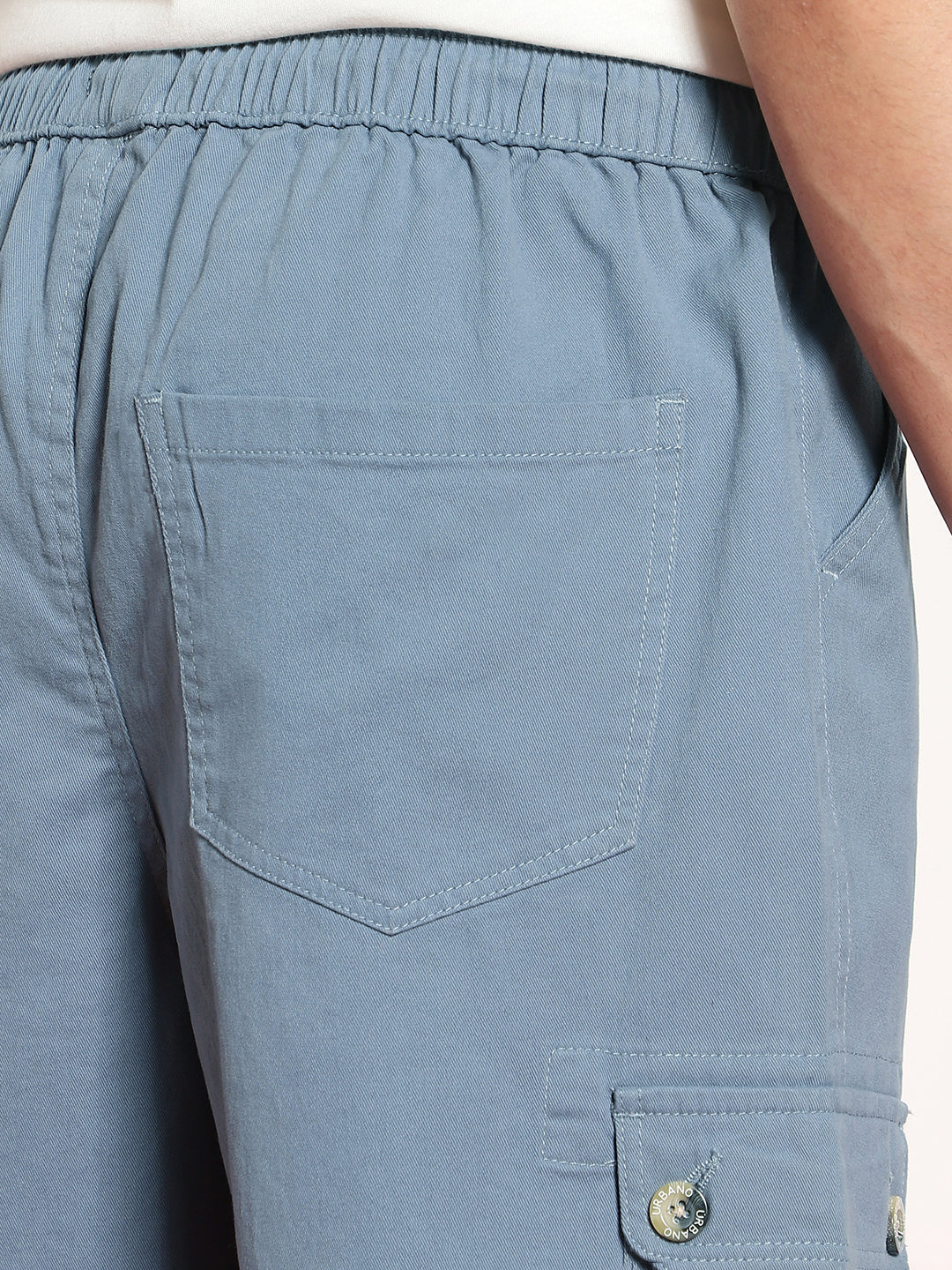 Men's Steel Blue Loose Baggy Fit Cargo Jogger Chino Pant with 6 Pockets Stretchable - Image 7