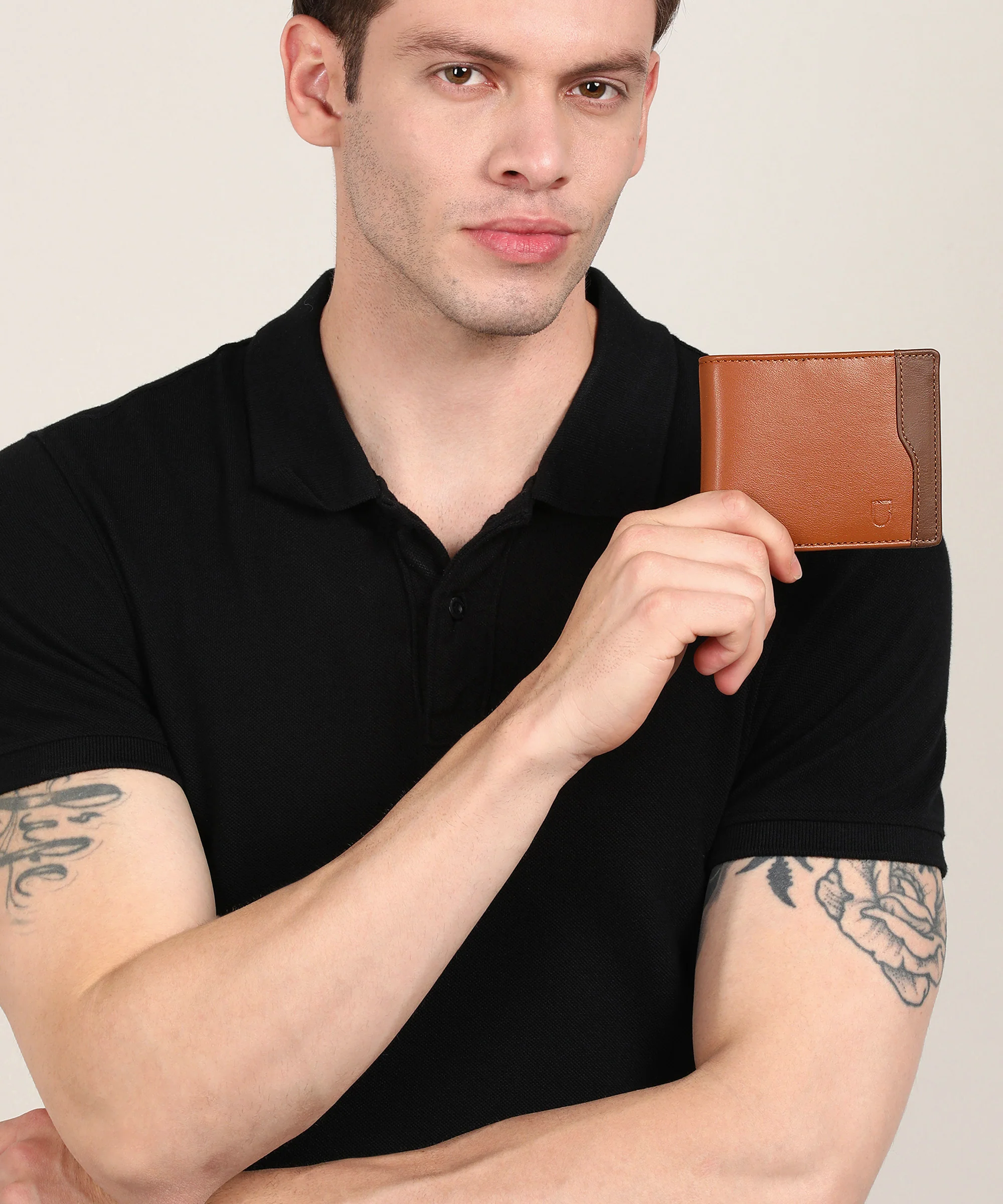 Urbano Fashion Men's Tan, Brown Casual, Formal Leather Wallet-4 Card Slots - Image 6