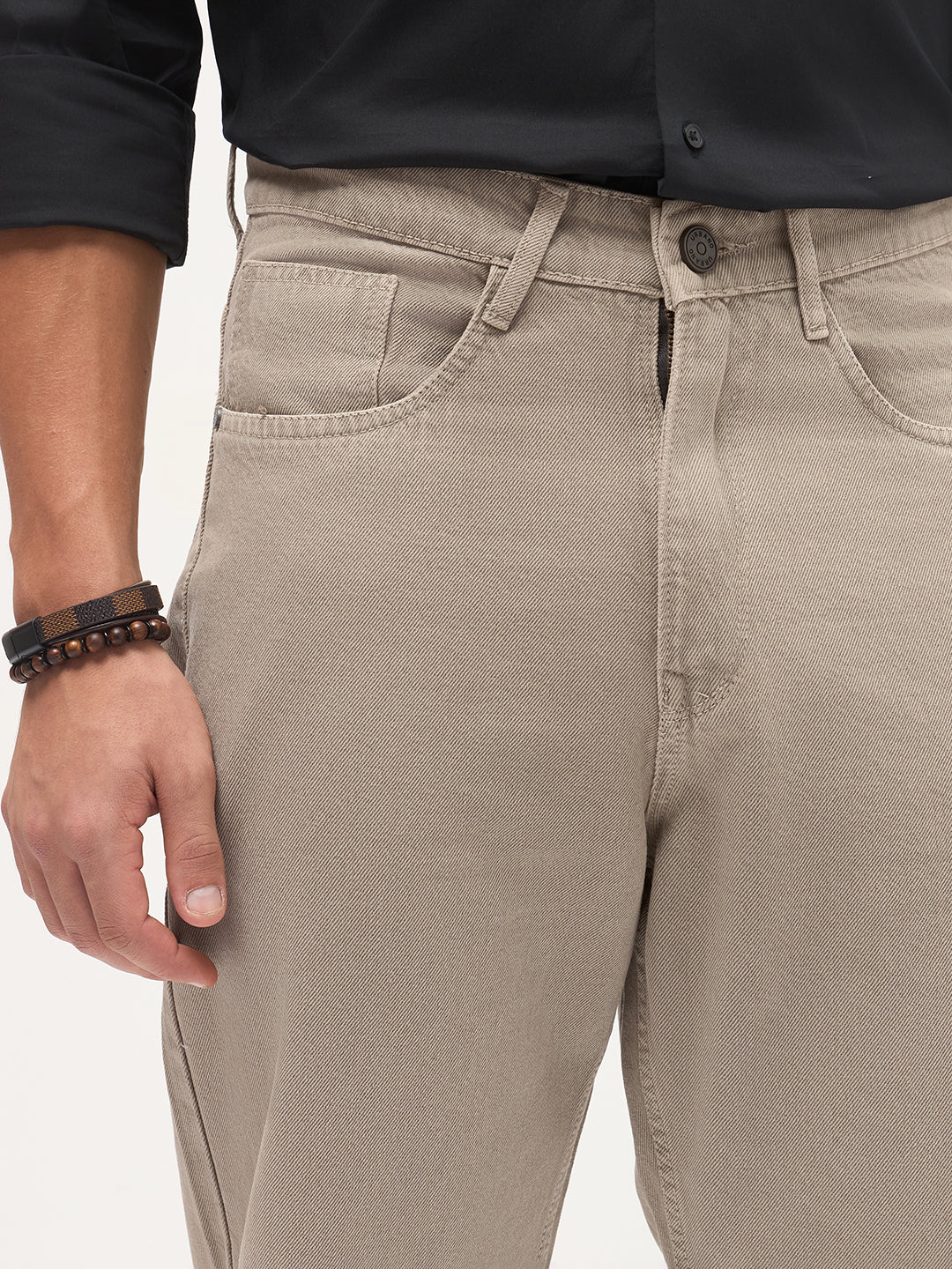 Men's Tan Loose Baggy Fit Washed Denim Jeans Non-Stretchable - Image 5
