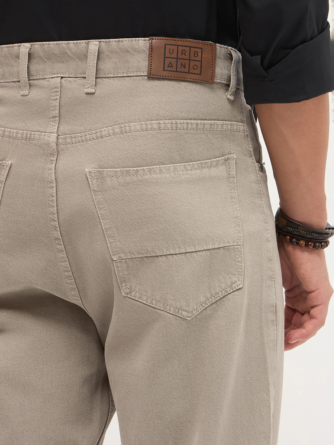 Men's Tan Loose Baggy Fit Washed Denim Jeans Non-Stretchable - Image 6