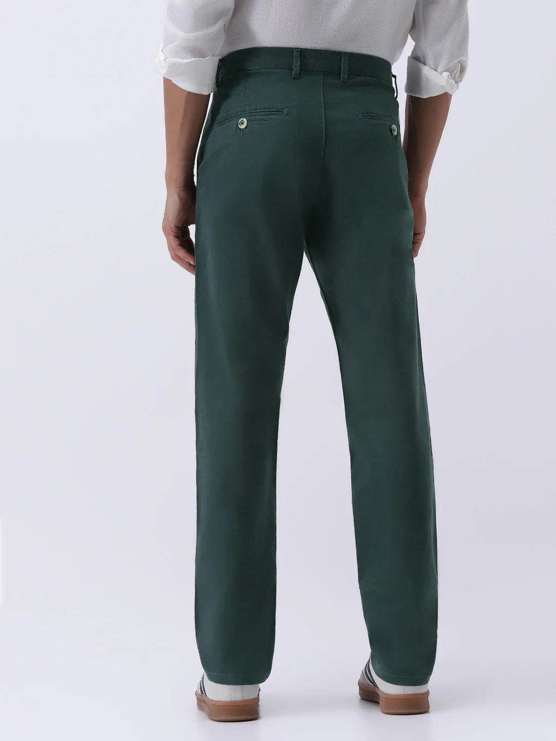 Men's Teal Green Cotton Regular Fit Casual Chinos Trousers Stretch - Image 4
