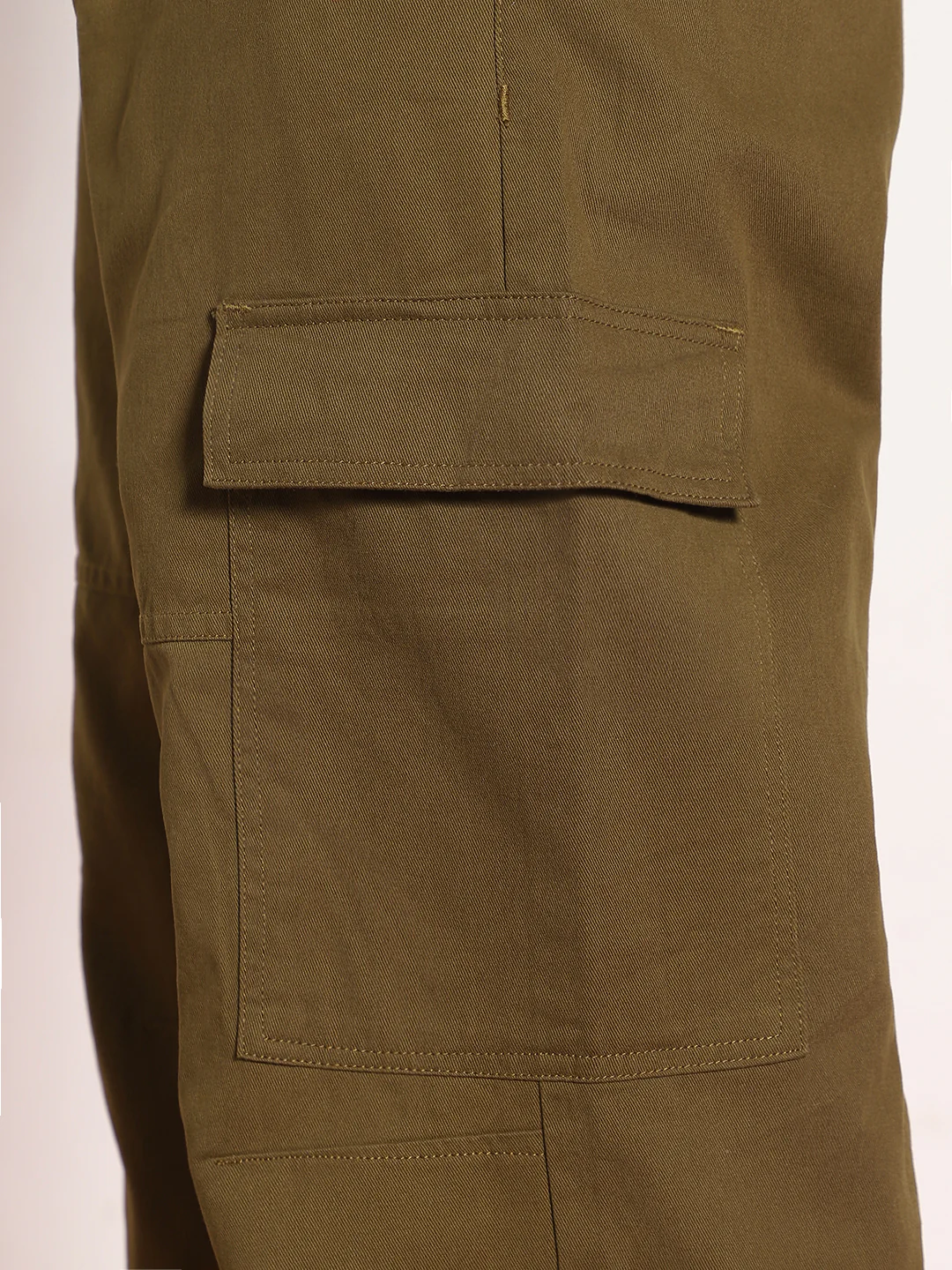 Men's Tobacco Loose Baggy Fit Solid Cargo Chino Pant with 6 Pockets Non-Stretchable - Image 6