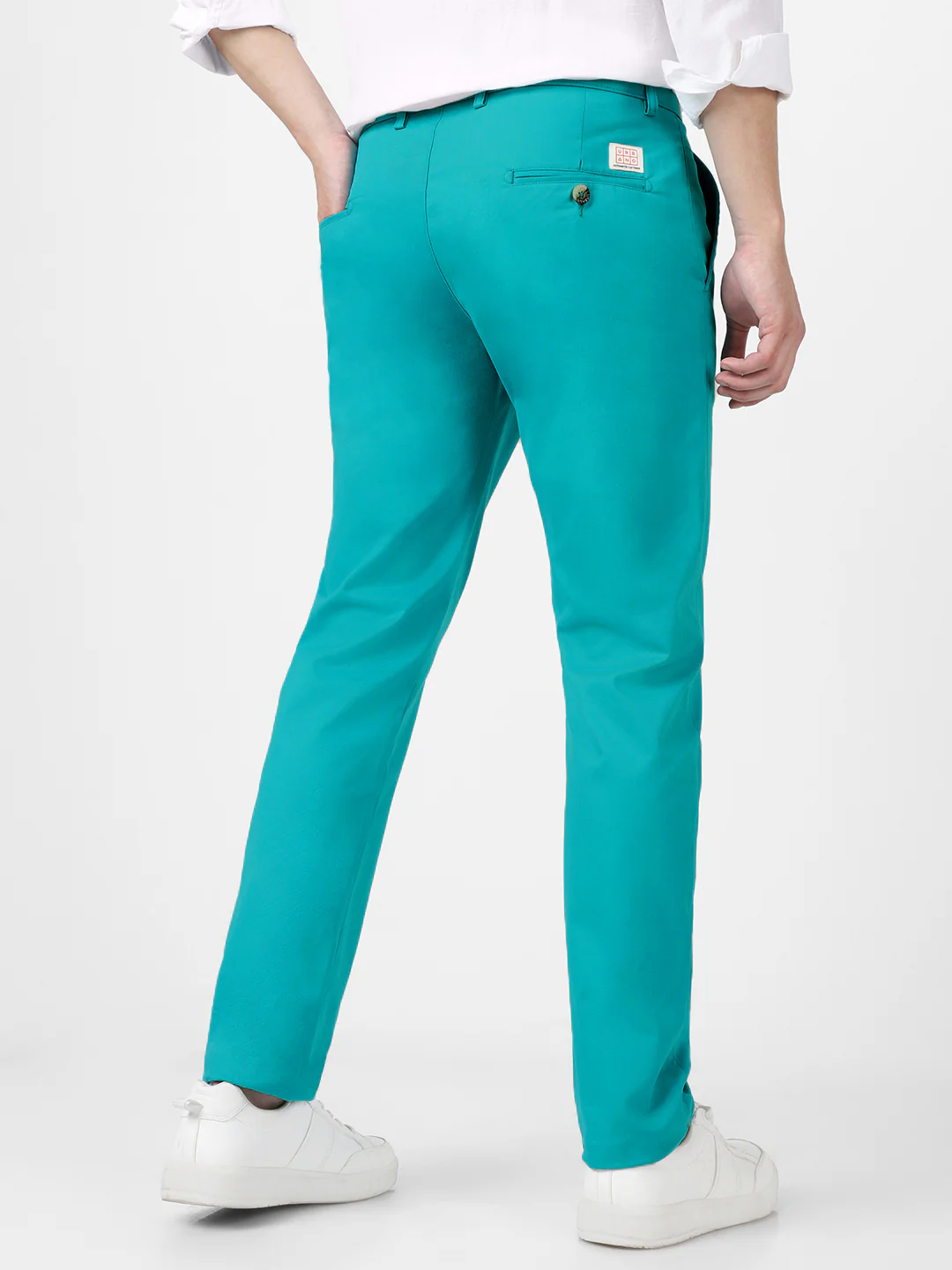 Men's Turquoise Blue Cotton Slim Fit Casual Chinos Trousers Stretch - Image 4